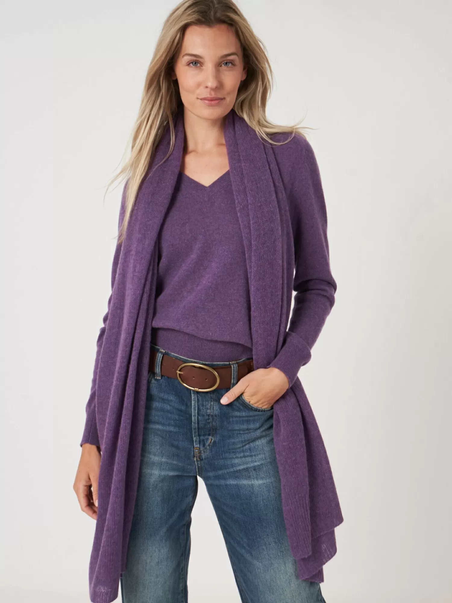 REPEAT cashmere Schals>Groser Locker Gestrickter Schal Aus Bio-Kaschmir Amethyst