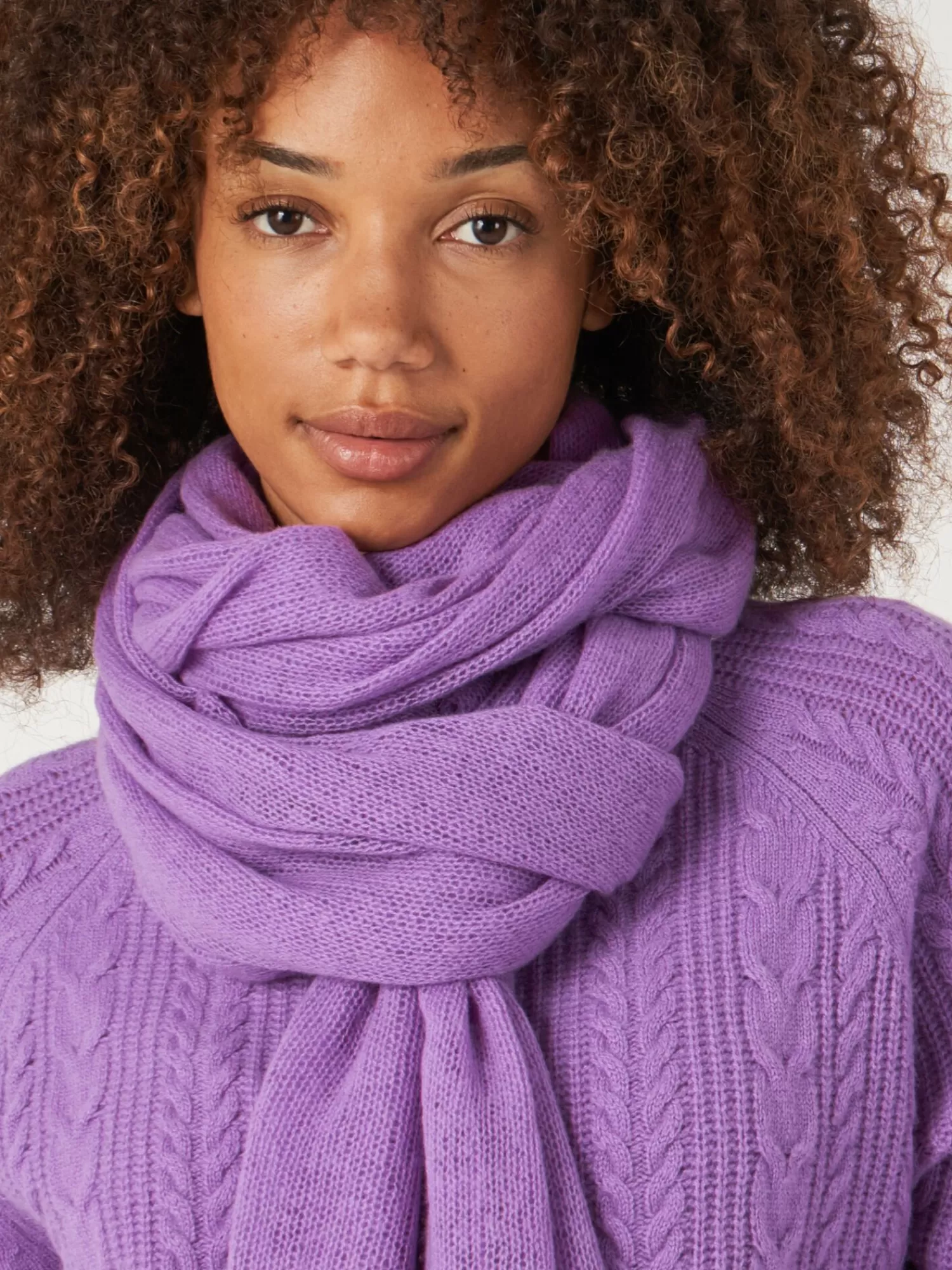 REPEAT cashmere Schals>Groser Locker Gestrickter Schal Aus Bio-Kaschmir Lilac