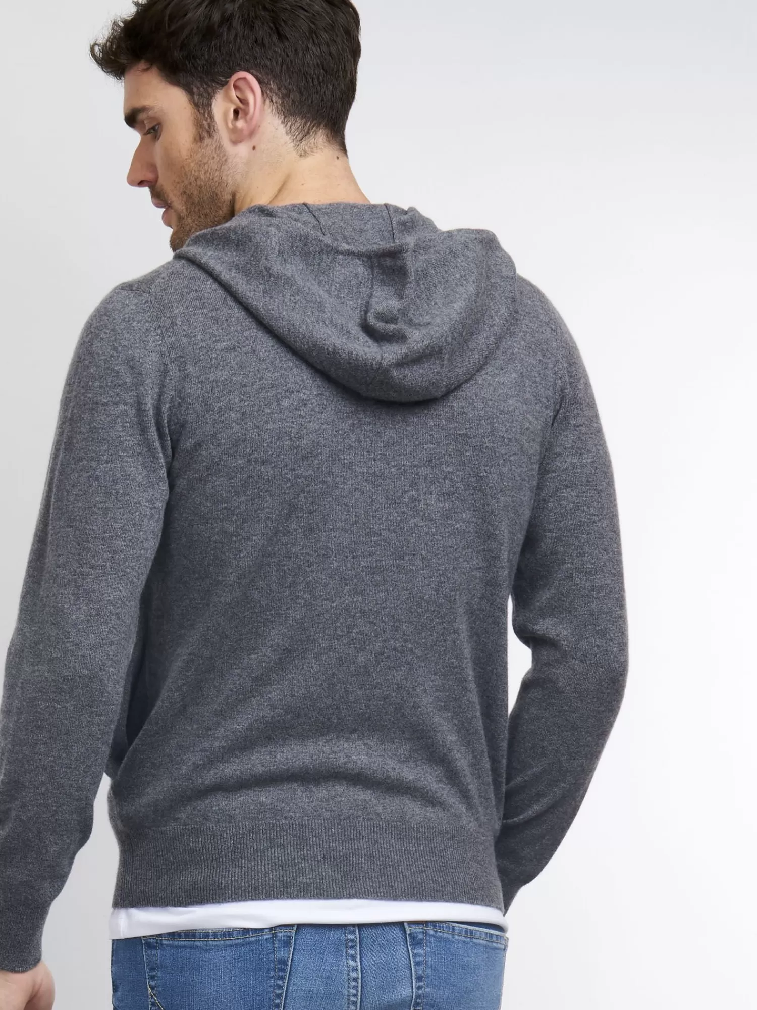 REPEAT cashmere Strickjacken>Hoodie Mit Reisverschluss Aus Kaschmir Med Grey