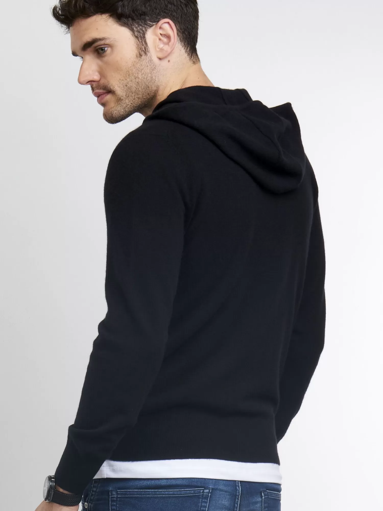 REPEAT cashmere Strickjacken>Hoodie Mit Reisverschluss Aus Kaschmir Black