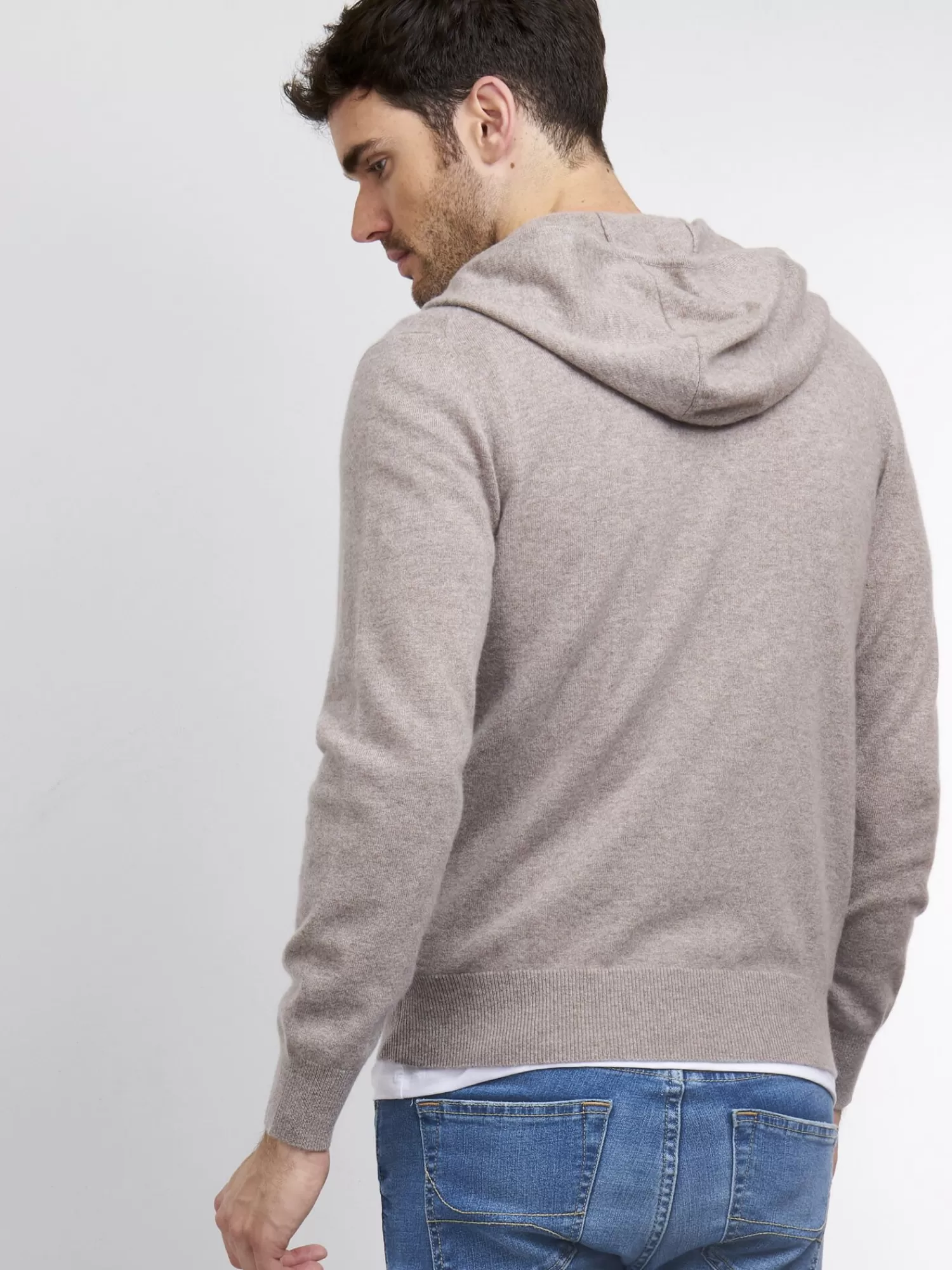 REPEAT cashmere Strickjacken>Hoodie Mit Reisverschluss Aus Kaschmir Sand