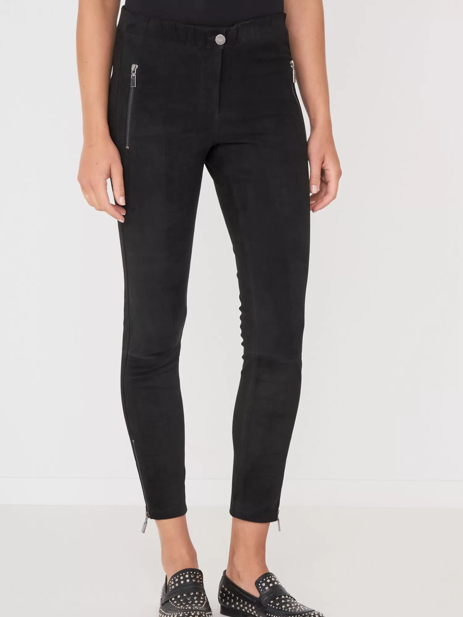 REPEAT cashmere Leder>Hose Aus Wildleder Black