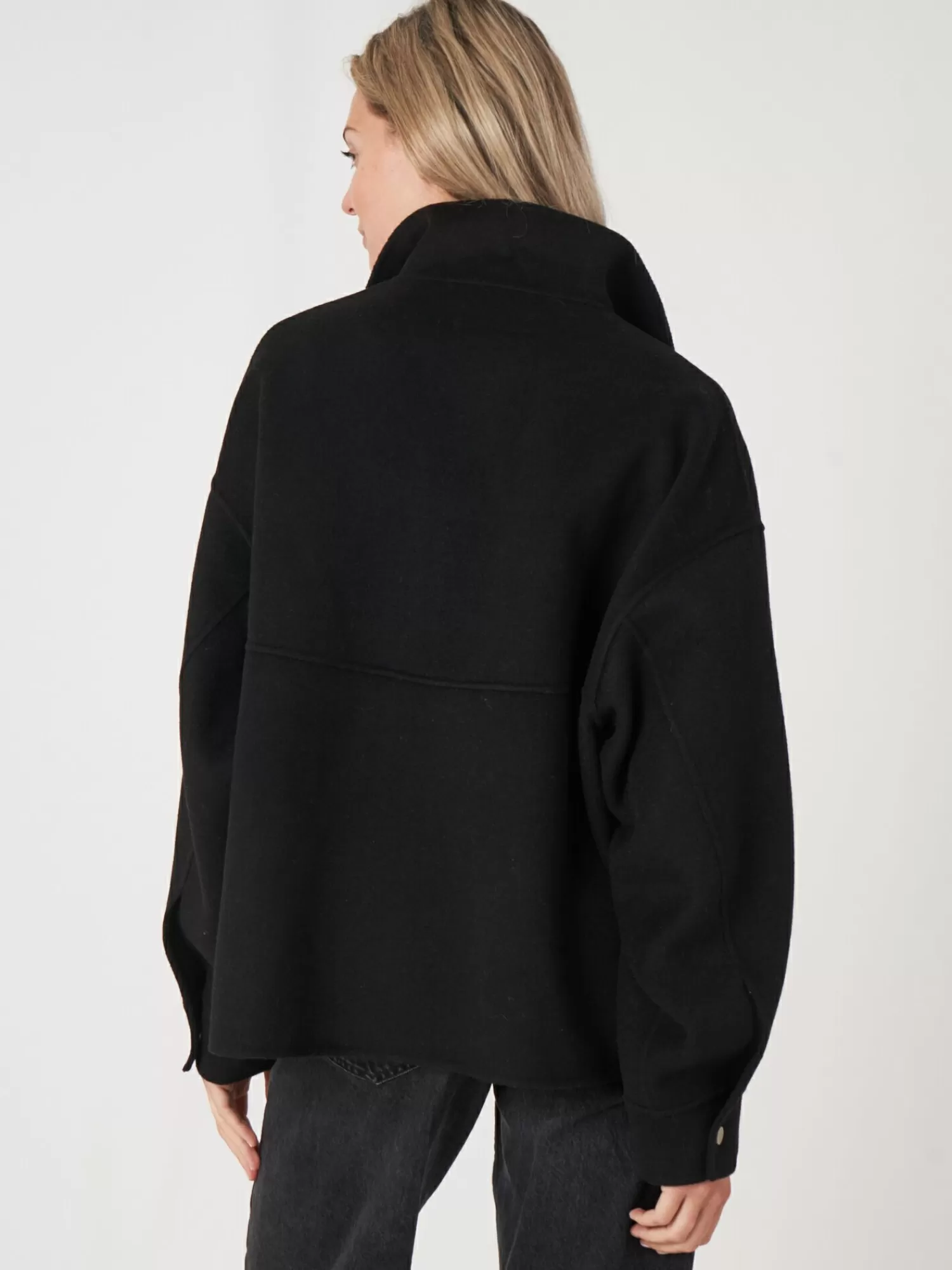 REPEAT cashmere Jacken & Blazer>Jacke Aus Wollmischung Mit Zwei-Wege-Reisverschluss Black