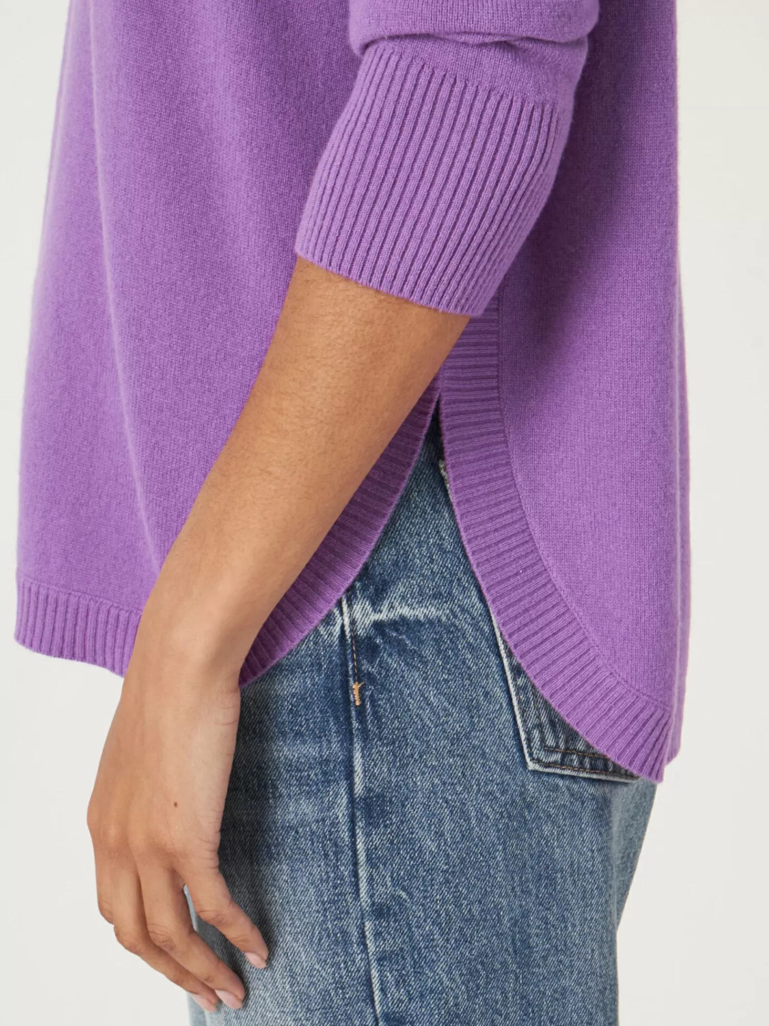 REPEAT cashmere Pullover>Kaschmirpullover Mit Rundem Saum Und U-Boot-Ausschnitt Lilac