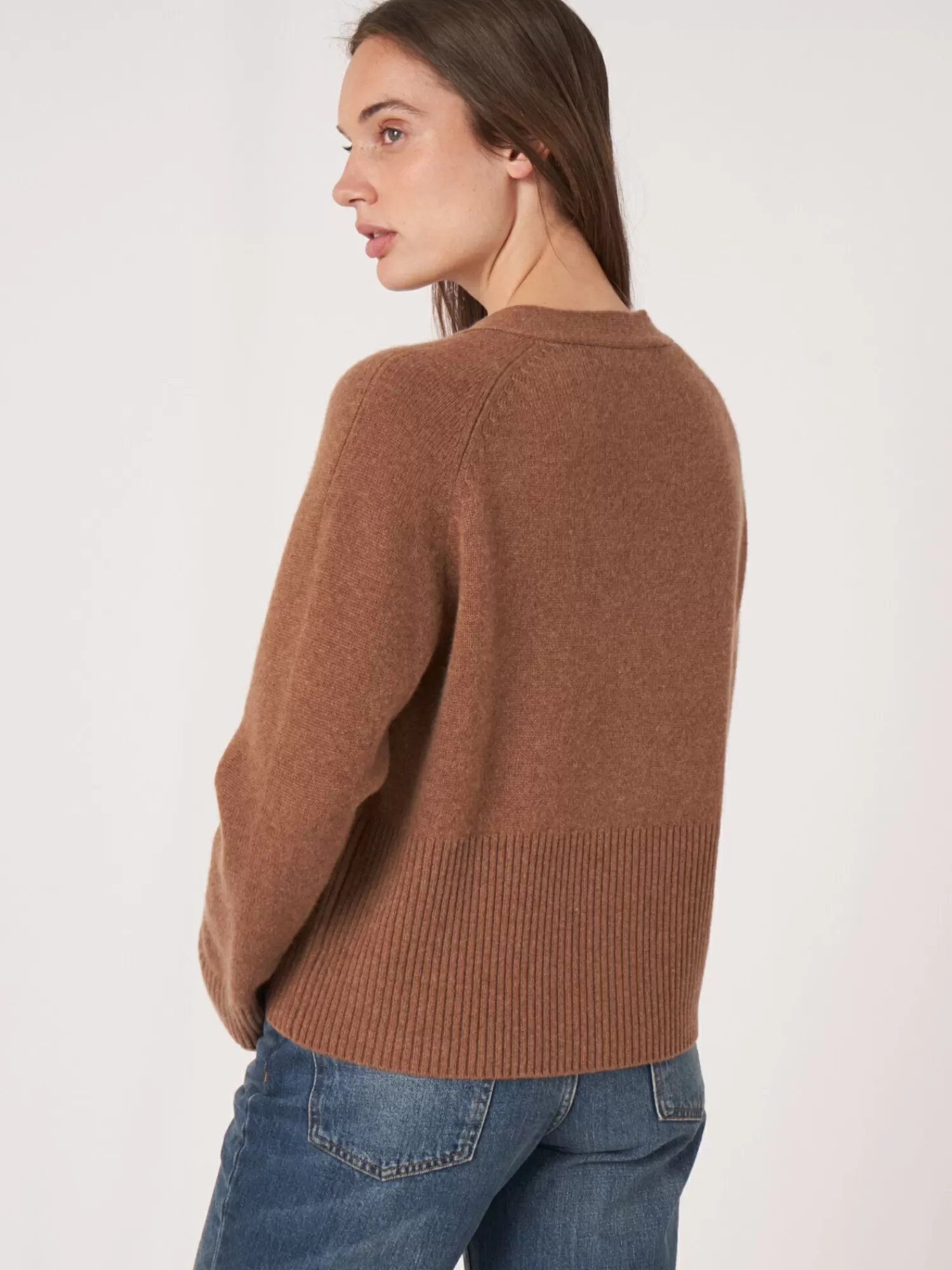 REPEAT cashmere Strickjacken>Kaschmir-Strickjacke Mit Geripptem V-Ausschnitt Hazel