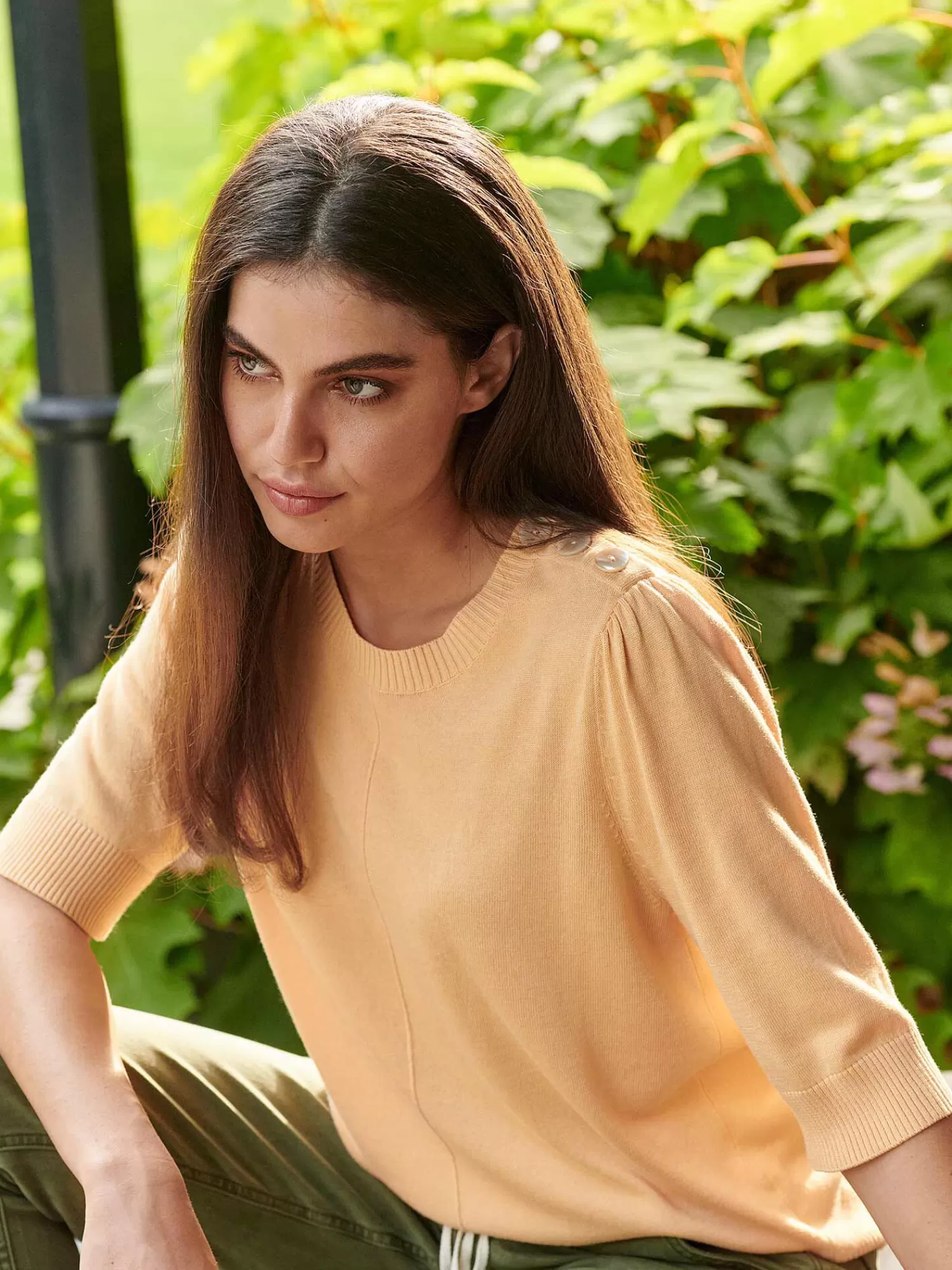 REPEAT cashmere Repeats Favoriten>Kurzarm-Pullover Aus Baumwollmischung Glow