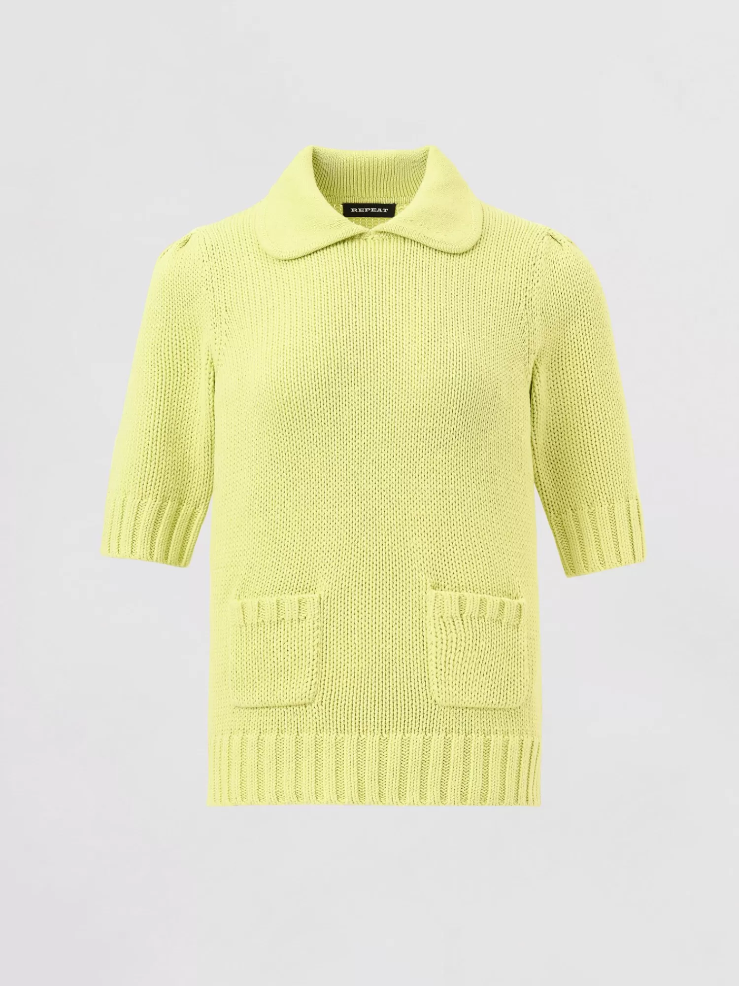 REPEAT cashmere Repeats Favoriten>Kurzarm-Pullover Aus Größem Rippenstrick Soda