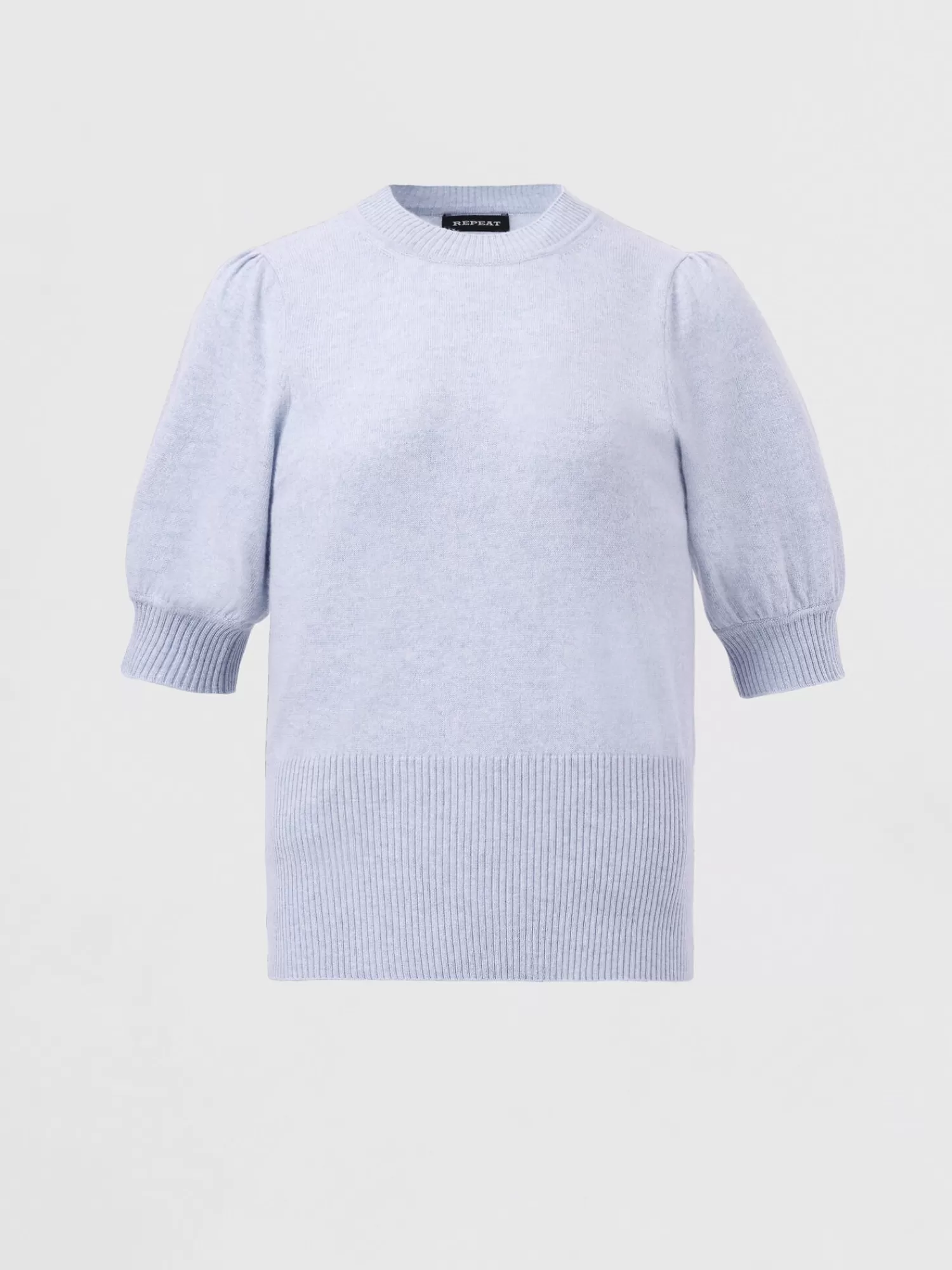 REPEAT cashmere Organisches Kaschmir>Kurzarm-Pullover Aus Kaschmir-Seidenmischung Sky