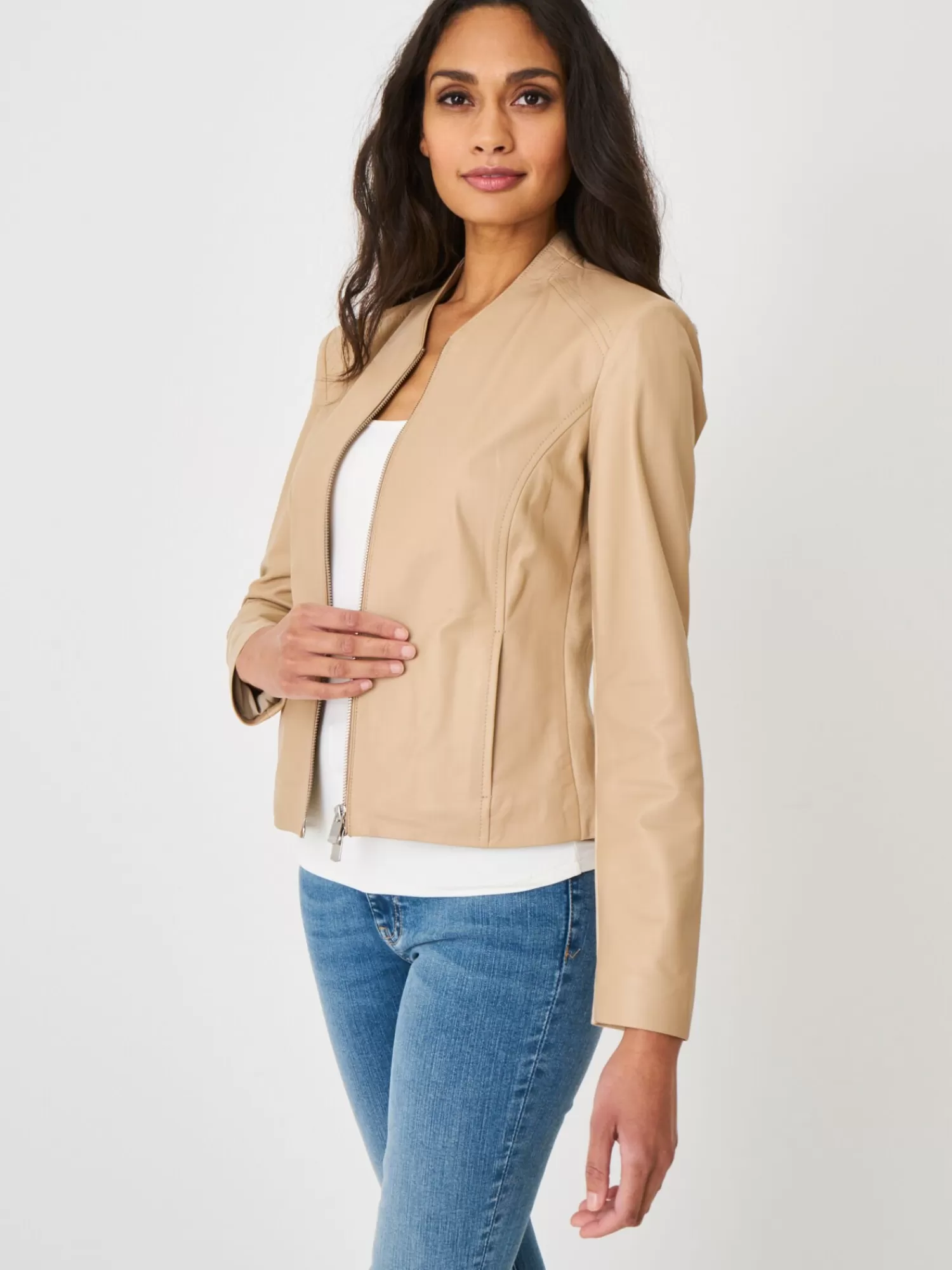 REPEAT cashmere Leder>Kurze Lederjacke Nougat