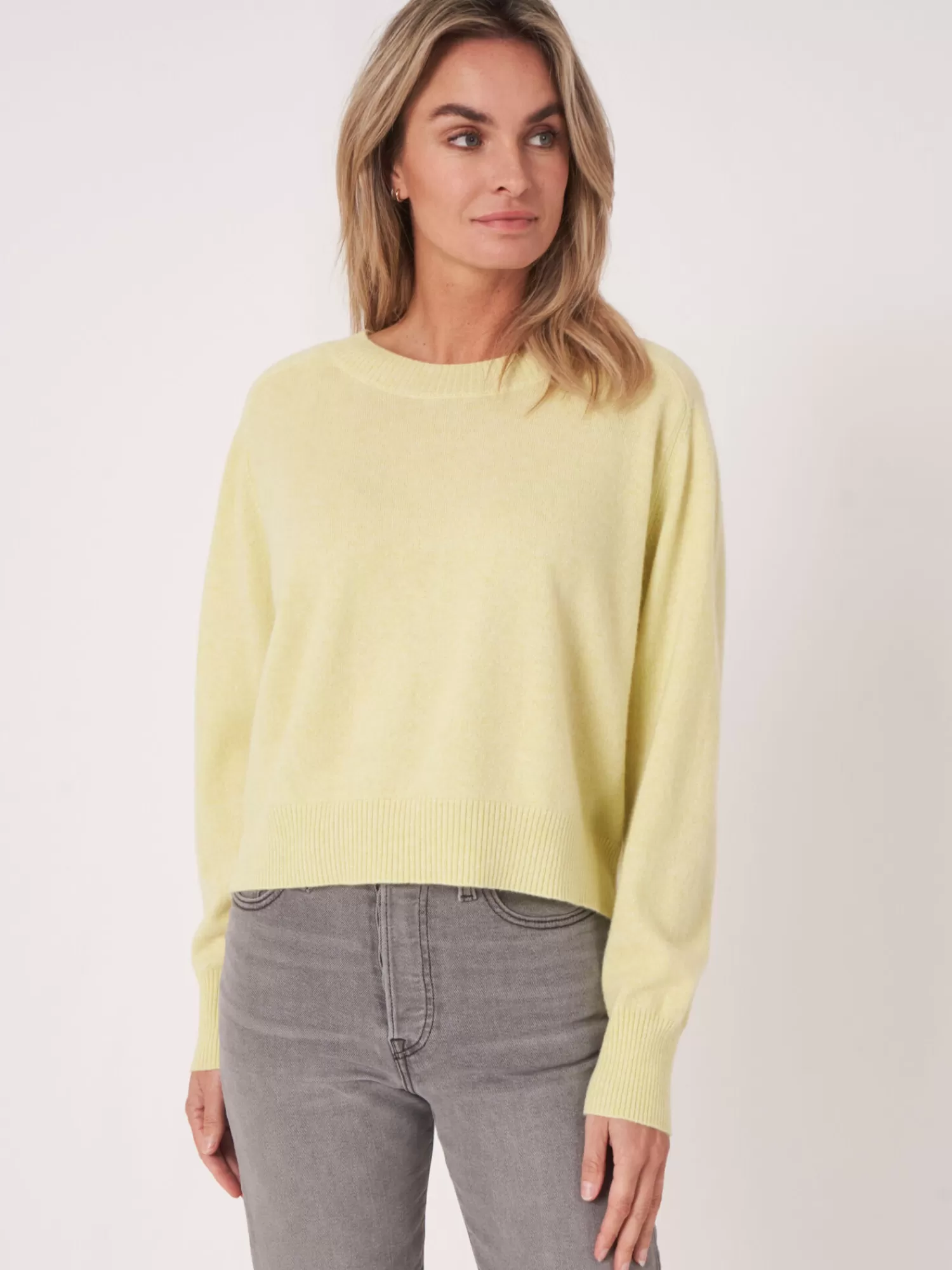 REPEAT cashmere Organisches Kaschmir>Kurzer Bio-Kaschmir-Raglan-Pullover Soda