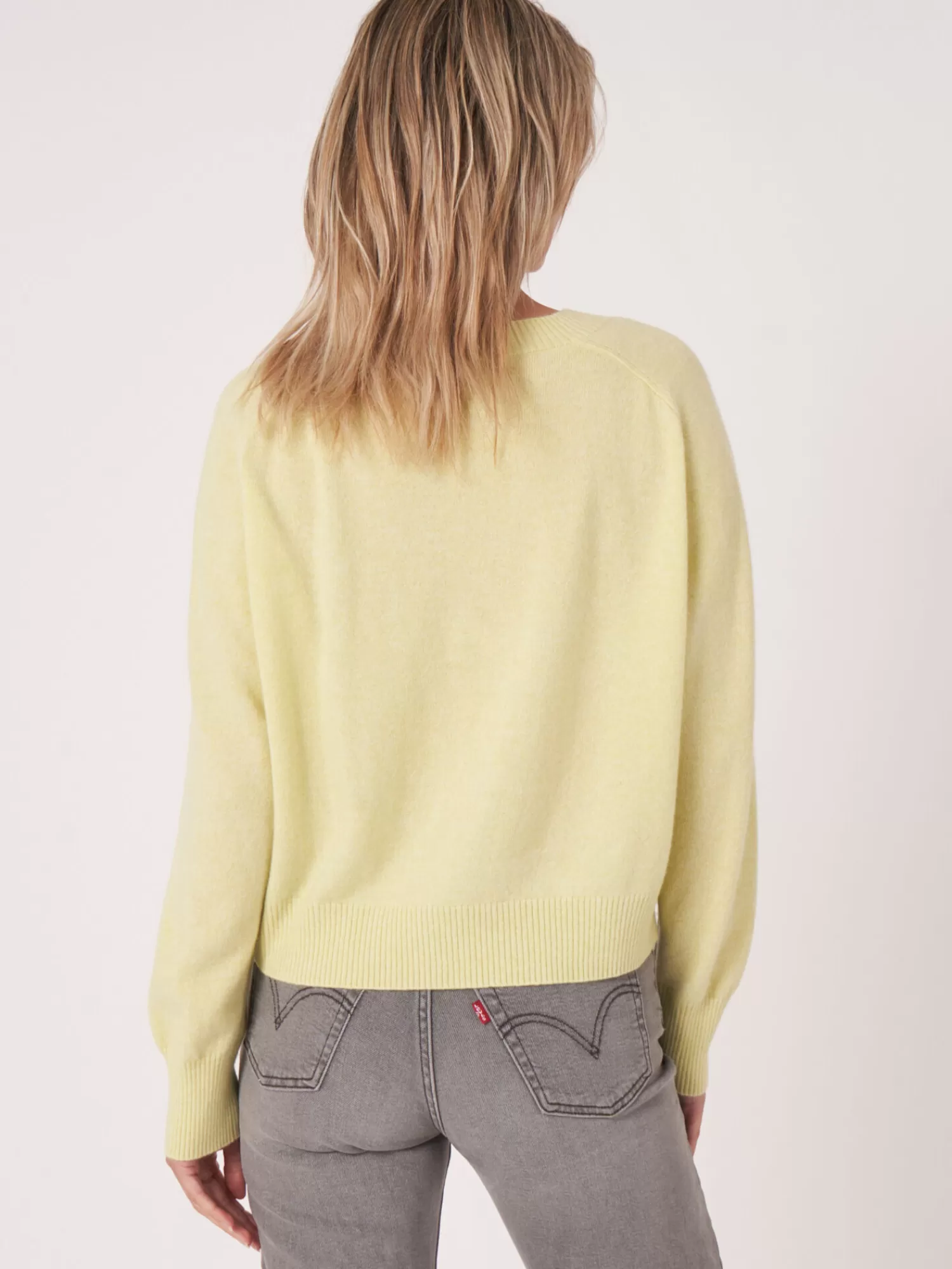 REPEAT cashmere Organisches Kaschmir>Kurzer Bio-Kaschmir-Raglan-Pullover Soda