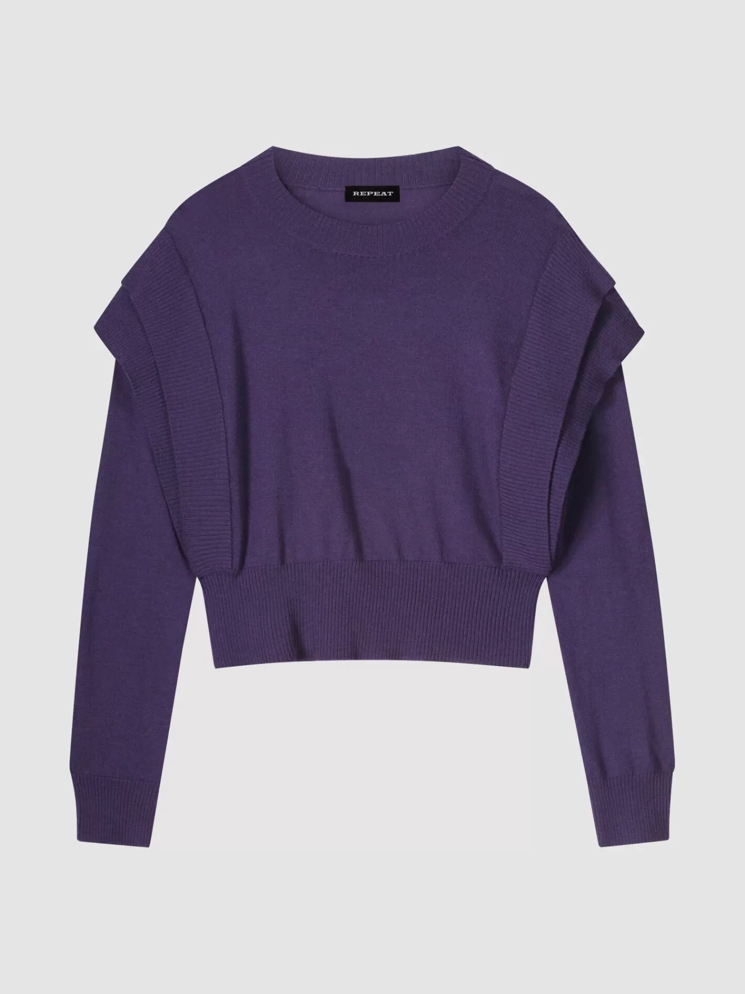 REPEAT cashmere Pullover>Kurzer Pullover Aus Merinowolle Mit Schulterdetails Purple