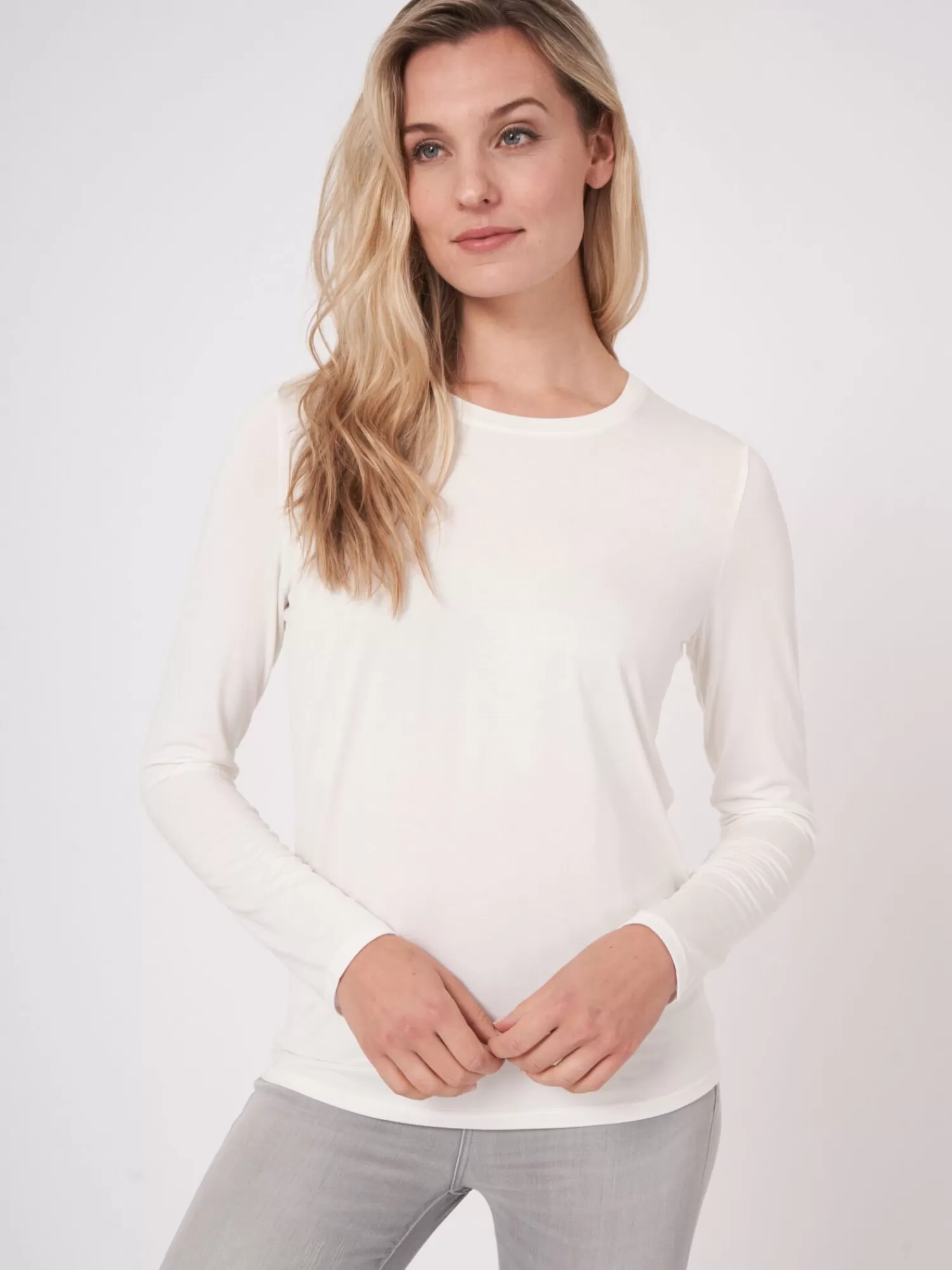 REPEAT cashmere Tops>Lang-Arm Shirt Fur Damen Cream