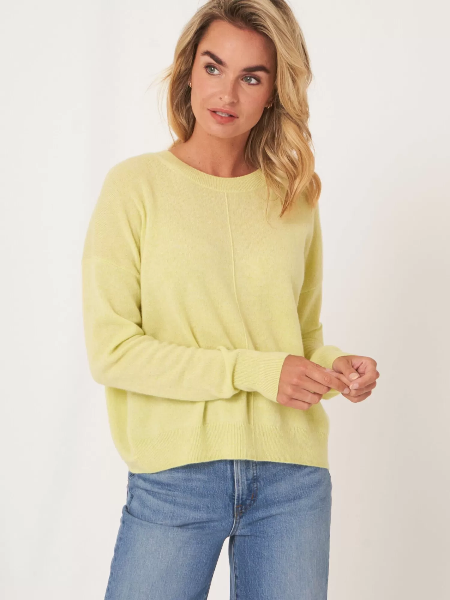 REPEAT cashmere Organisches Kaschmir>Lassiger Bio-Kaschmir-Pullover Mit Geknopftem Rucken Soda