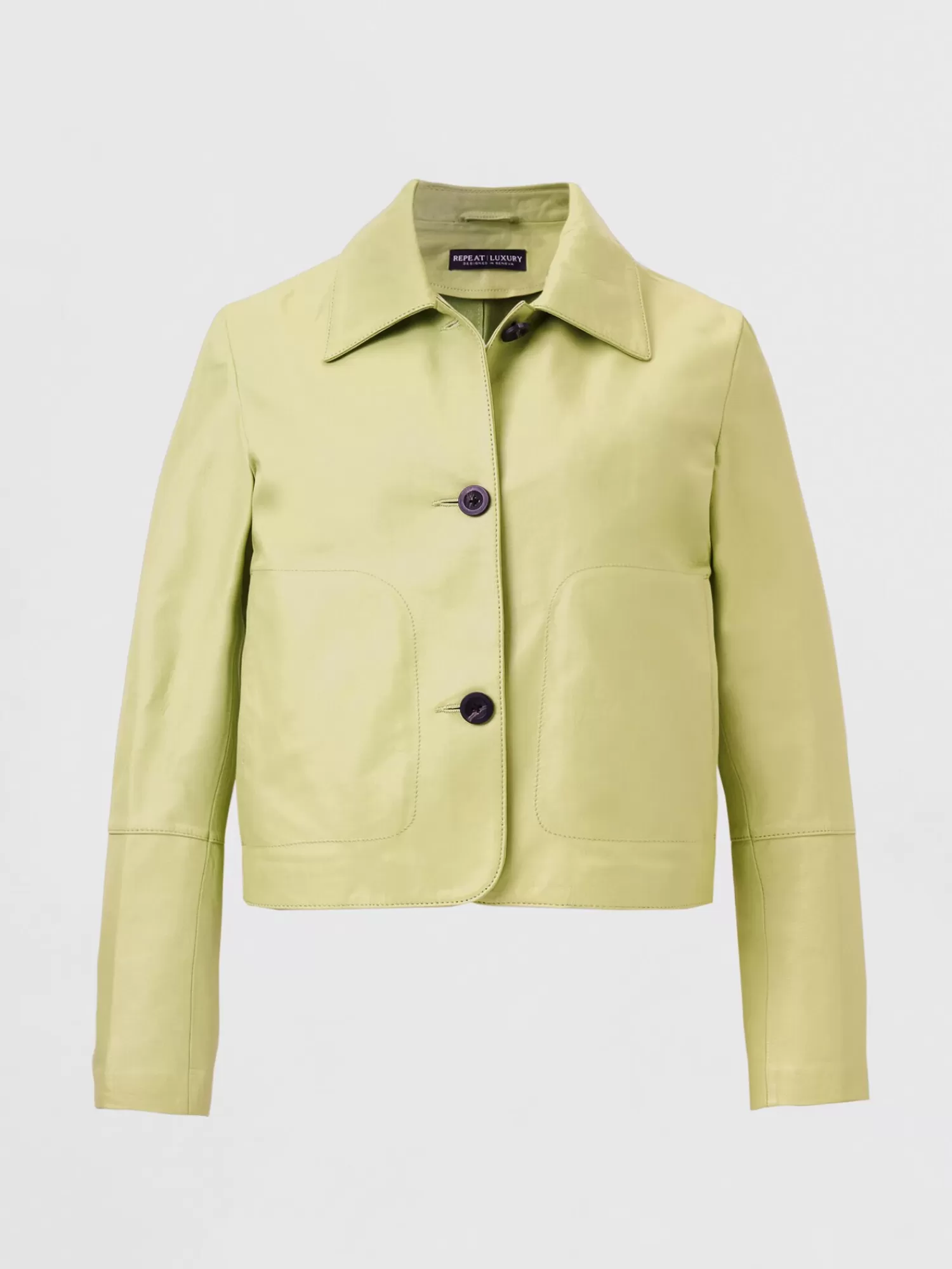 REPEAT cashmere Repeats Favoriten>Lederjacke Mit Knopfen Jade