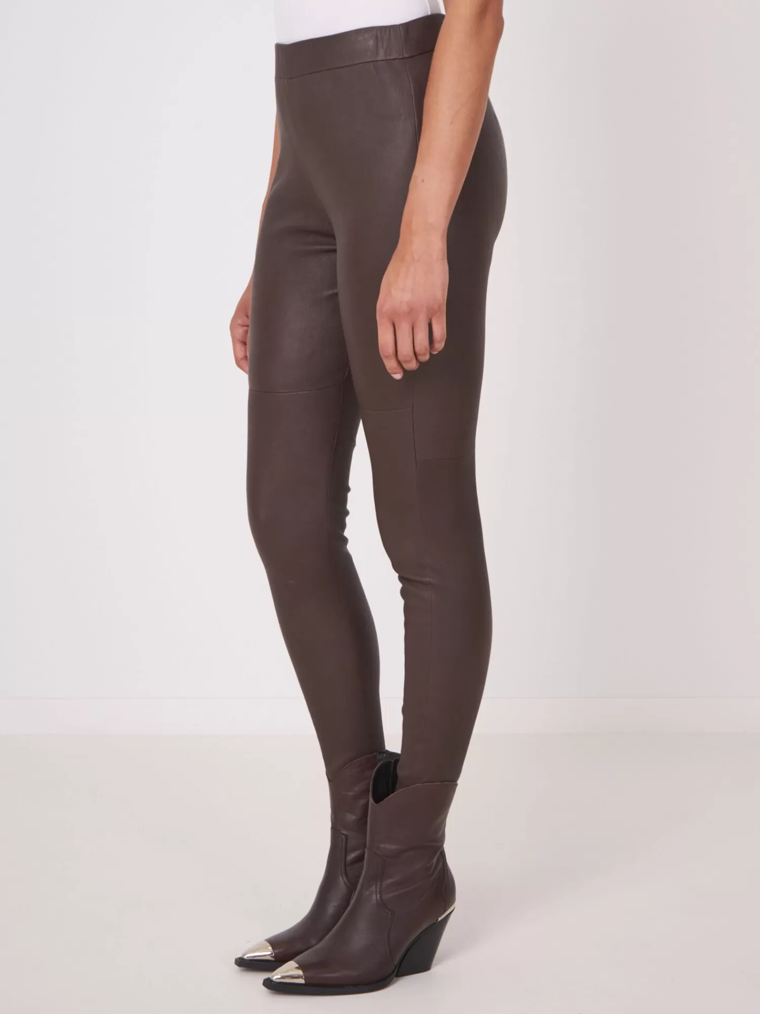 REPEAT cashmere Leder>Leder-Leggings Dark Brown