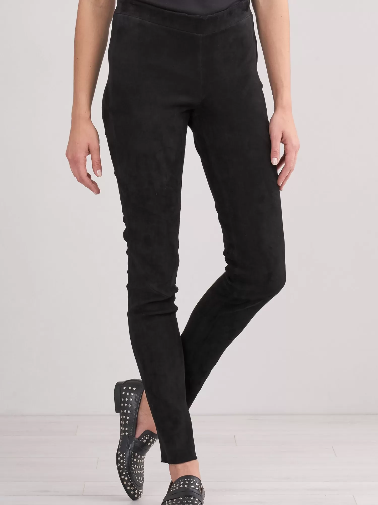 REPEAT cashmere Leder>Leggings Aus Wildleder Black