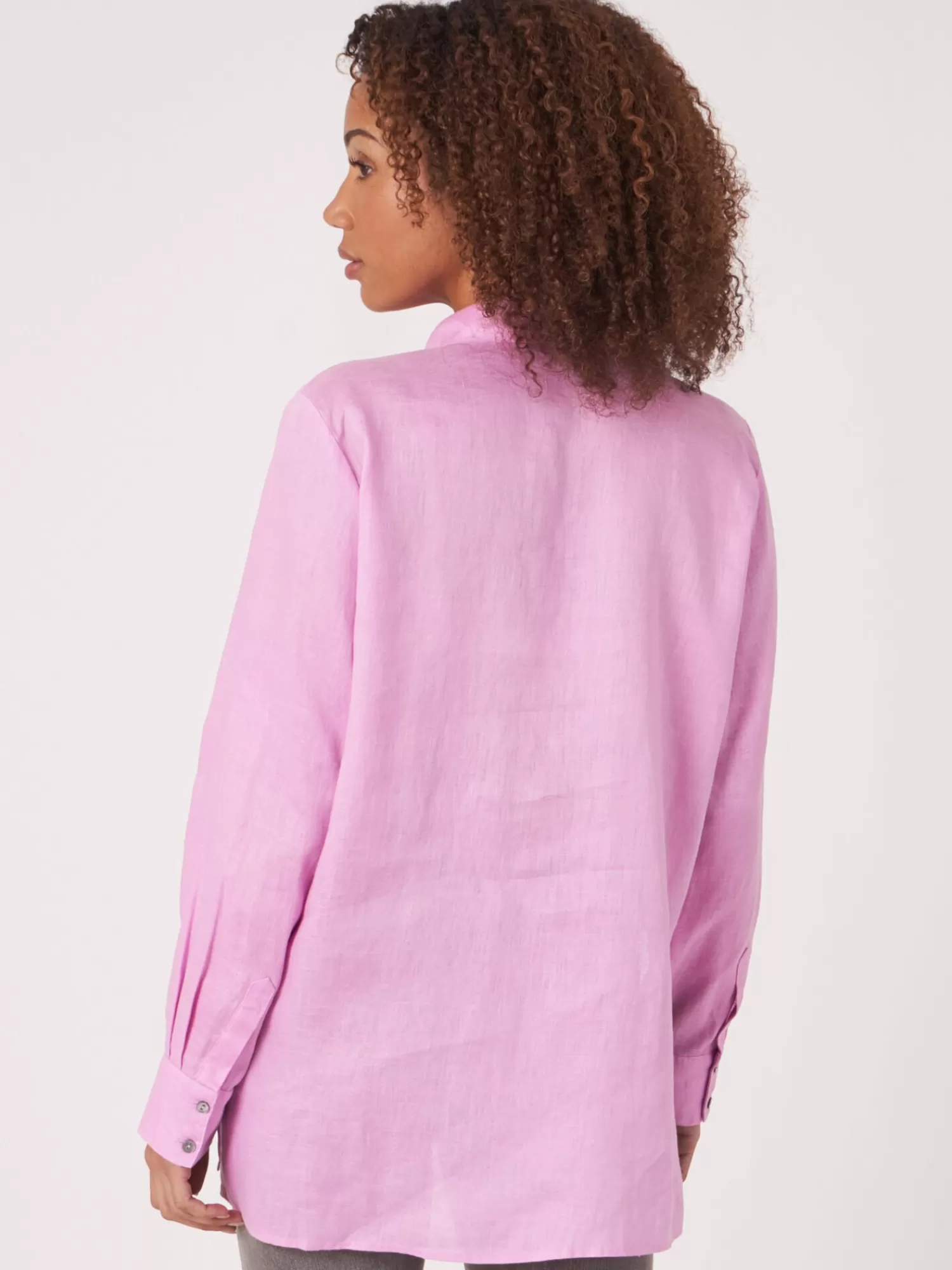 REPEAT cashmere Blusen>Leinenhemd Mit Rusche Orchid