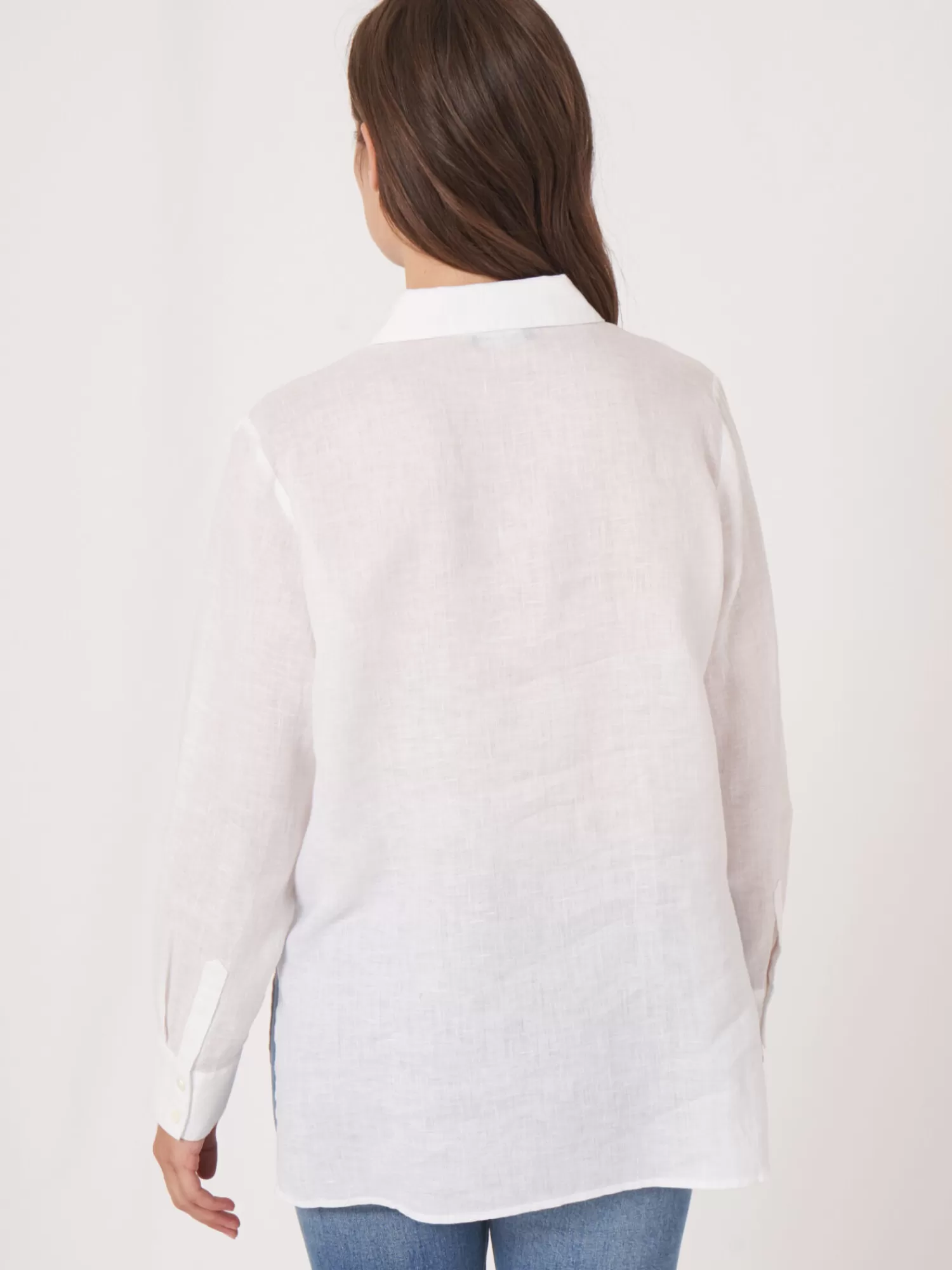 REPEAT cashmere Blusen>Leinenhemd Mit Rusche White