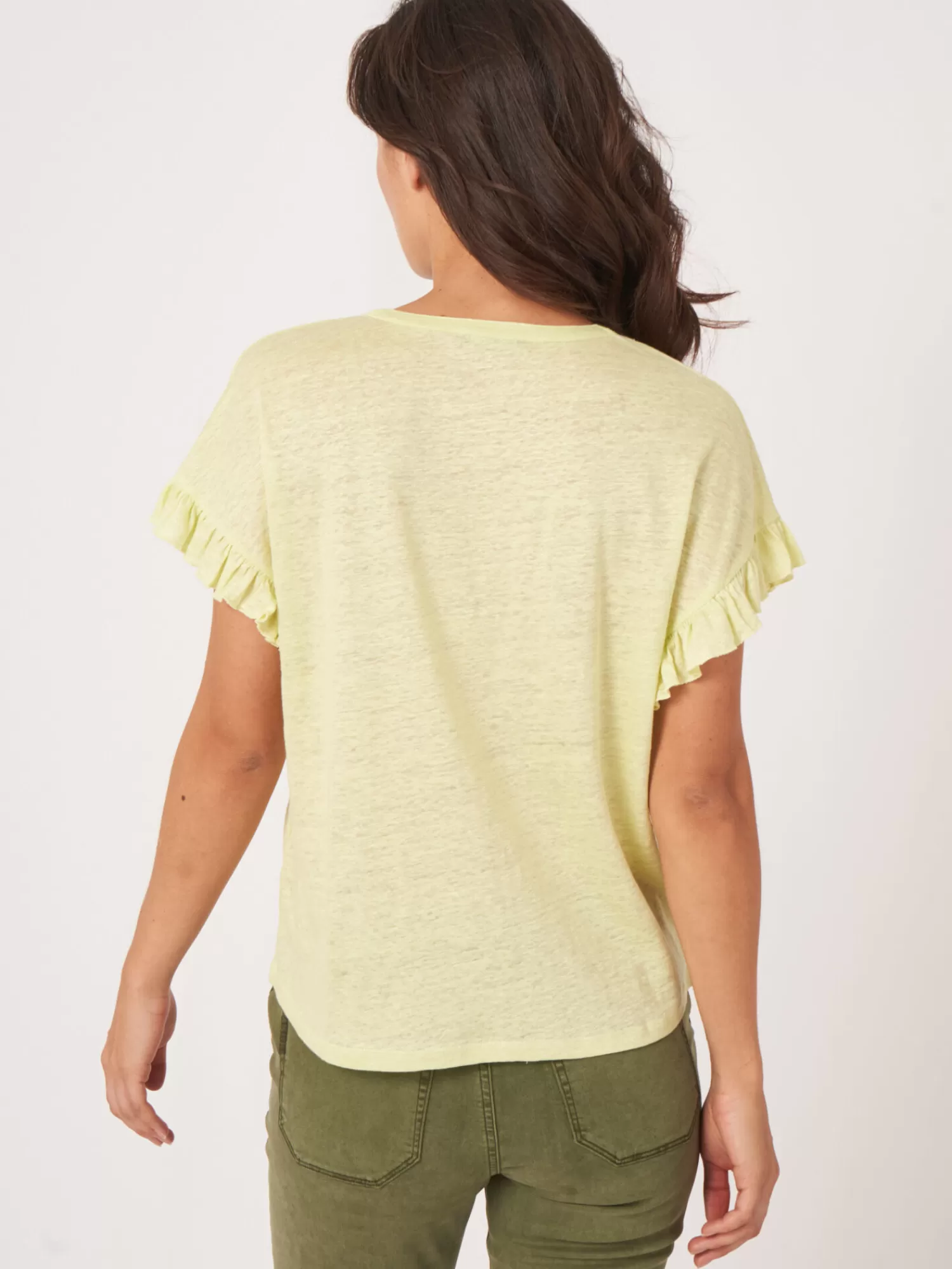 REPEAT cashmere Tops>Leinen-Top Mit Rusche Soda