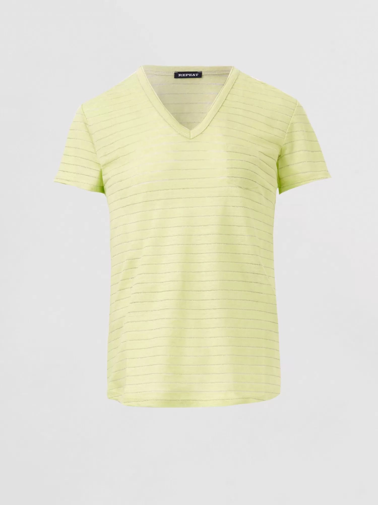 REPEAT cashmere Tops>Leinen-T-Shirt Mit Lurex-Streifen Soda