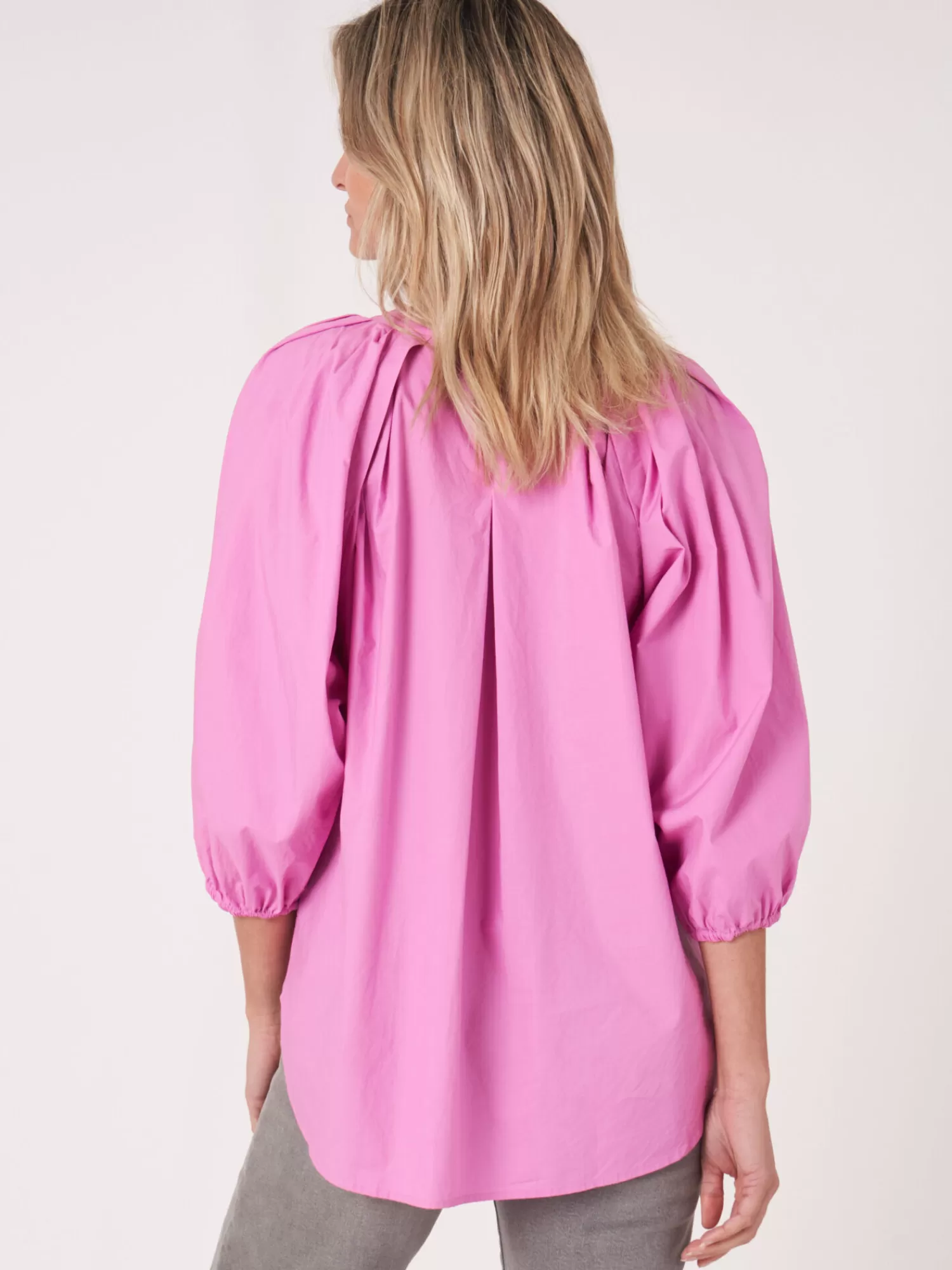 REPEAT cashmere Blusen>Locker Geschnittene Bluse Mit 3/4 Raglan-Puffarmeln Blossom