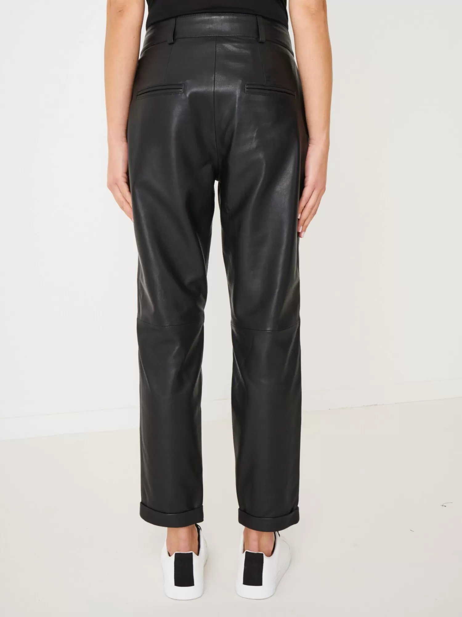 REPEAT cashmere Leder>Loose Fit Lederhose Black