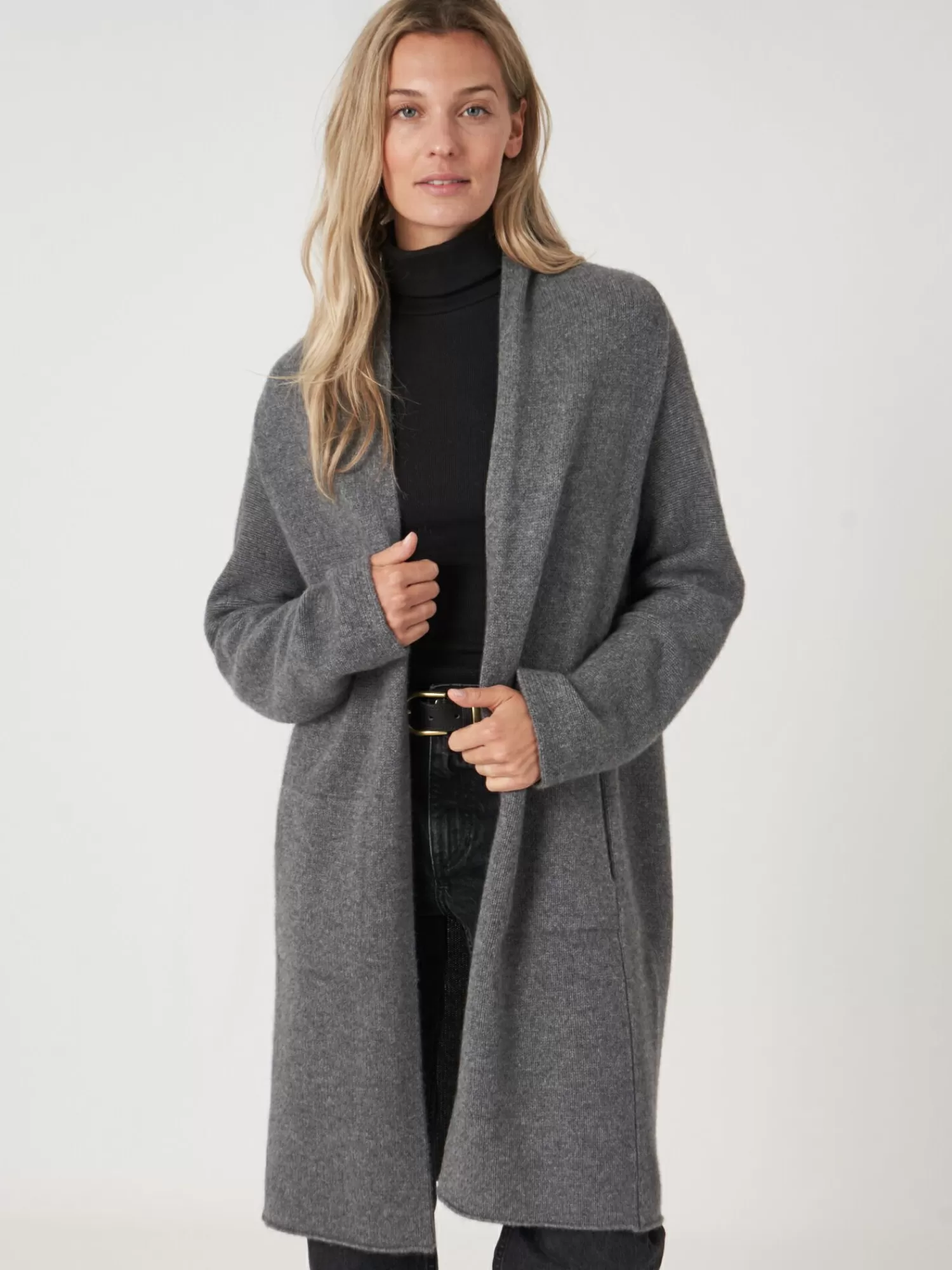 REPEAT cashmere Strickjacken>Luxuriose Grobstrickjacke Aus Bio-Kaschmir Med Grey