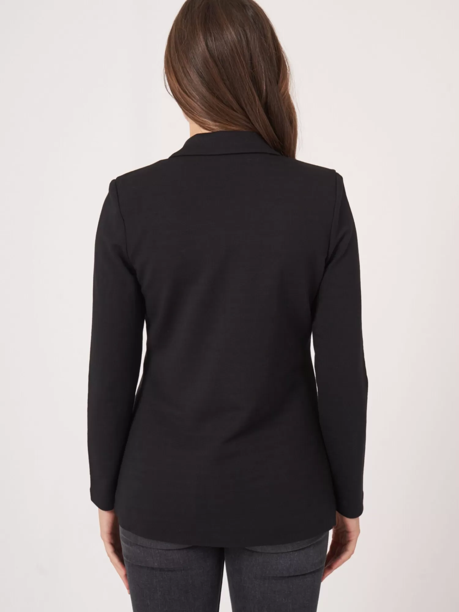 REPEAT cashmere Jacken & Blazer>Mittellanger Blazer Aus Sweatshirtstoff Black