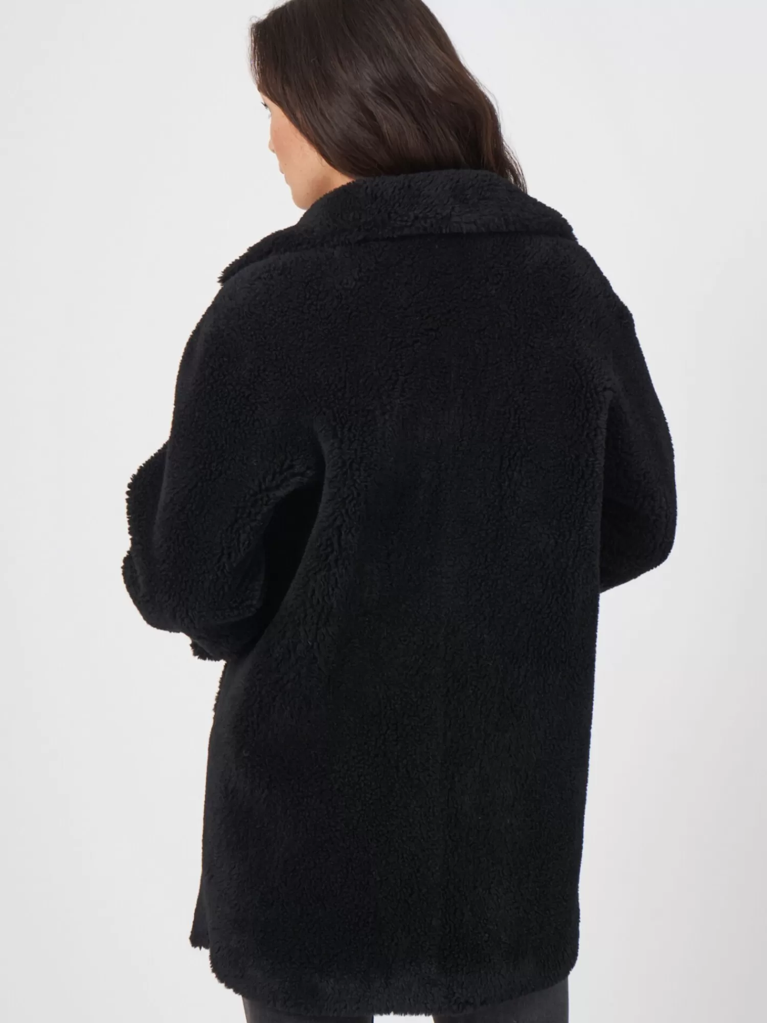 REPEAT cashmere Mäntel>Mittellanger Faux Shearling Mäntel Mit Wendefunktion Black