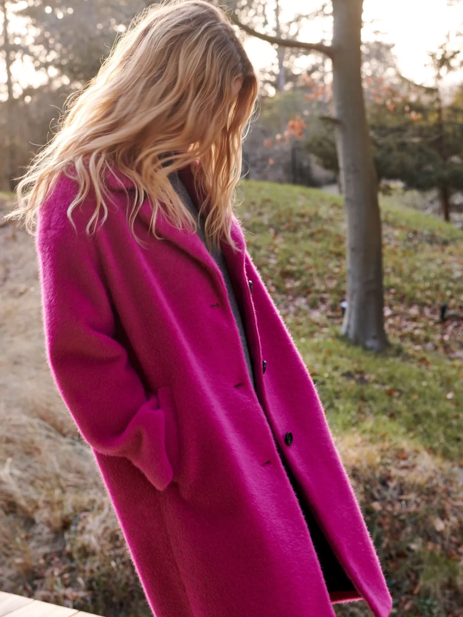 REPEAT cashmere Jacken & Blazer>Mäntel Aus Wollmischung Mit Knopfen Jazzy Pink