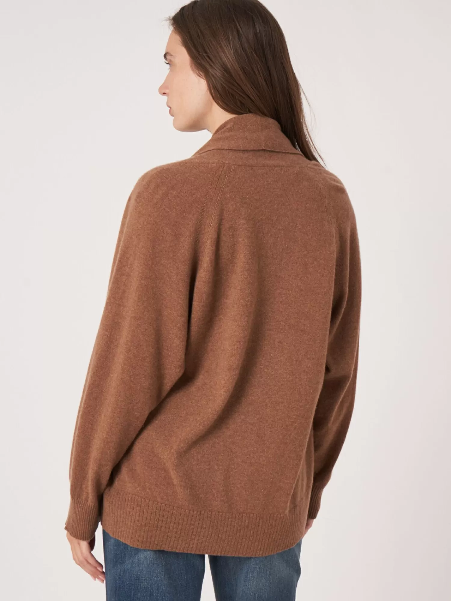 REPEAT cashmere Strickjacken>Offene Kaschmir-Strickjacke Mit Schalkragen Und Taschen Hazel