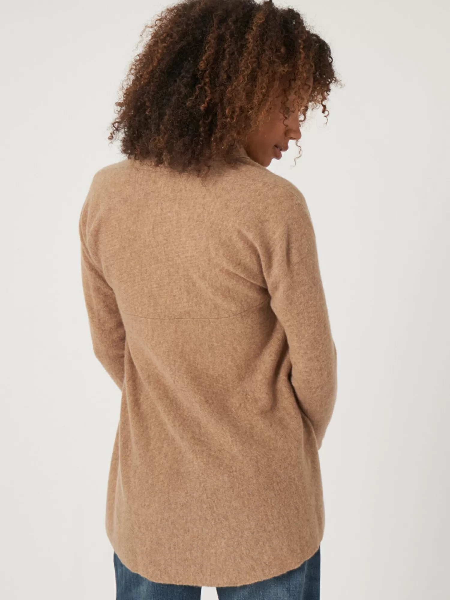 REPEAT cashmere Strickjacken>Offene Strickjacke Mit Schalkragen Aus Bio-Kaschmir Camel