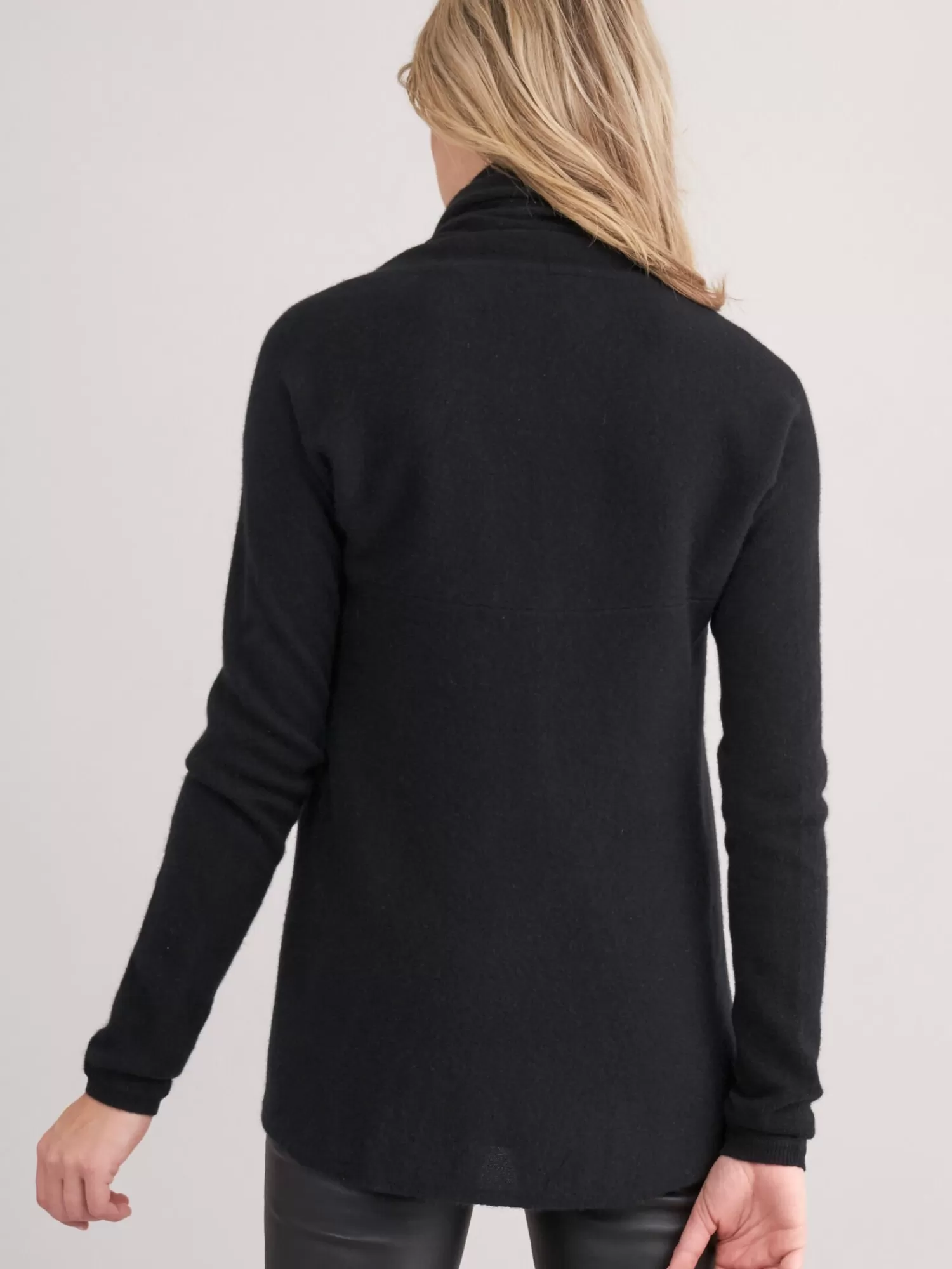 REPEAT cashmere Strickjacken>Offene Strickjacke Mit Schalkragen Aus Bio-Kaschmir Black