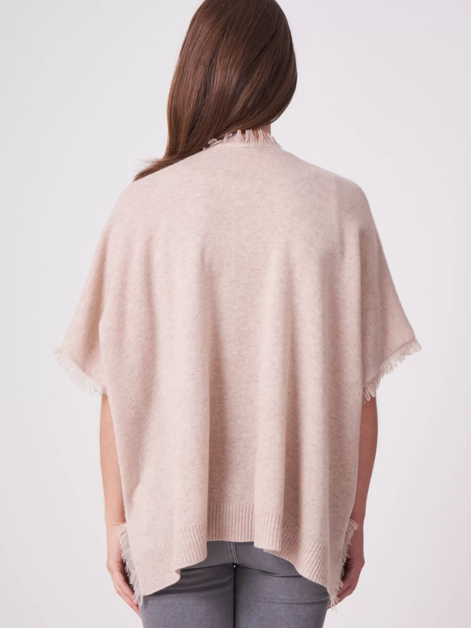 REPEAT cashmere Ponchos>Poncho-Cape Mit Fransen Beige