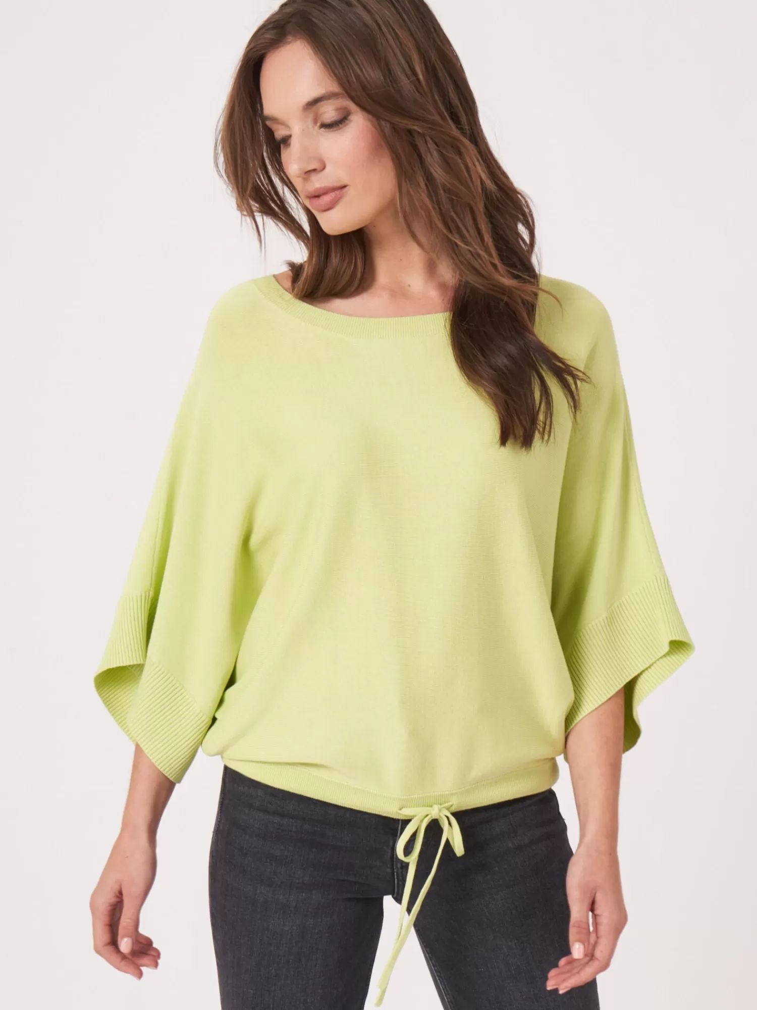 REPEAT cashmere Pullover>Poncho-Pullover Aus Baumwollmischung Mit Kordelzug Soda