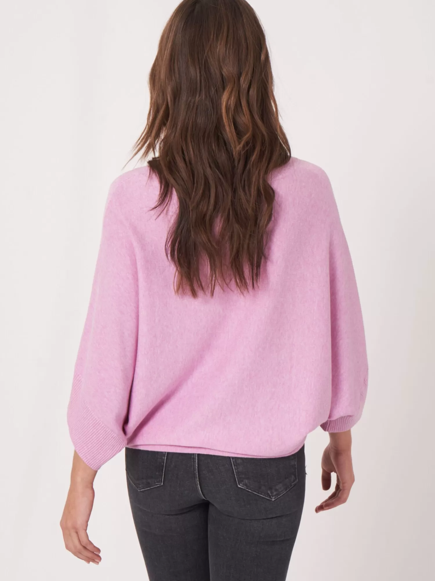 REPEAT cashmere Ponchos>Poncho-Pullover Aus Baumwollmischung Mit Kordelzug Orchid