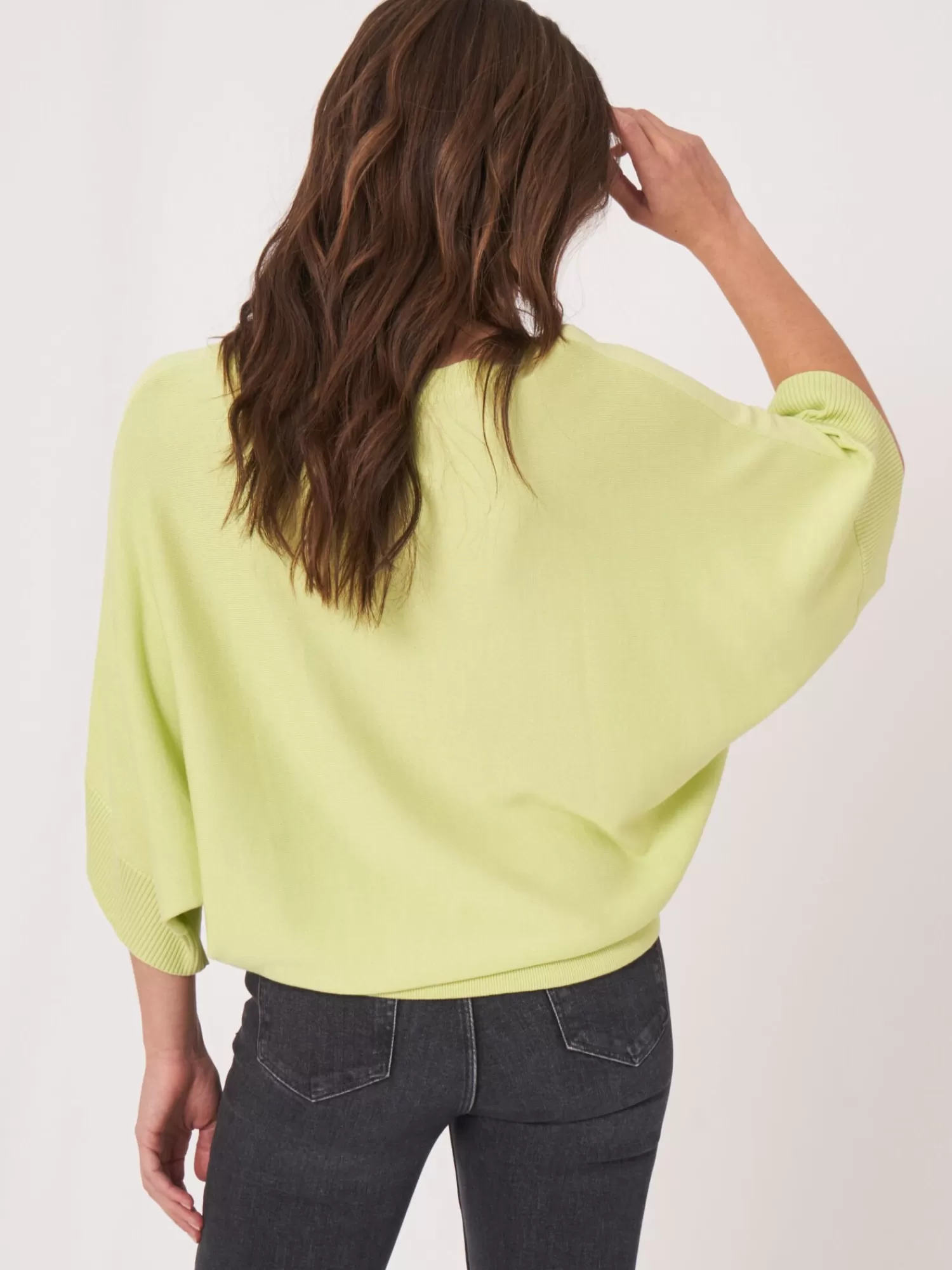 REPEAT cashmere Pullover>Poncho-Pullover Aus Baumwollmischung Mit Kordelzug Soda