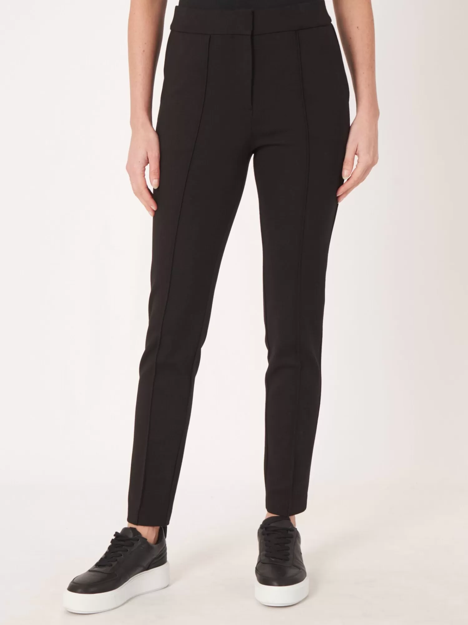 REPEAT cashmere Hosen>Ponte-Hose Mit Frontnaht Black