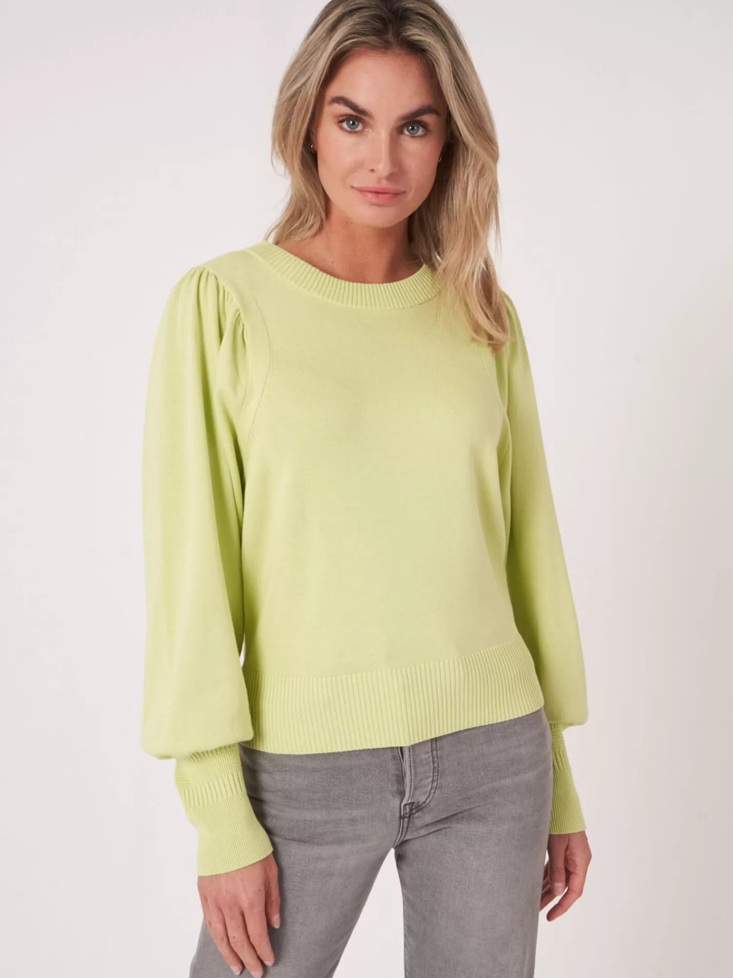 REPEAT cashmere Pullover>Pullover Aus Baumwollmischung Mit Puffarmeln Soda