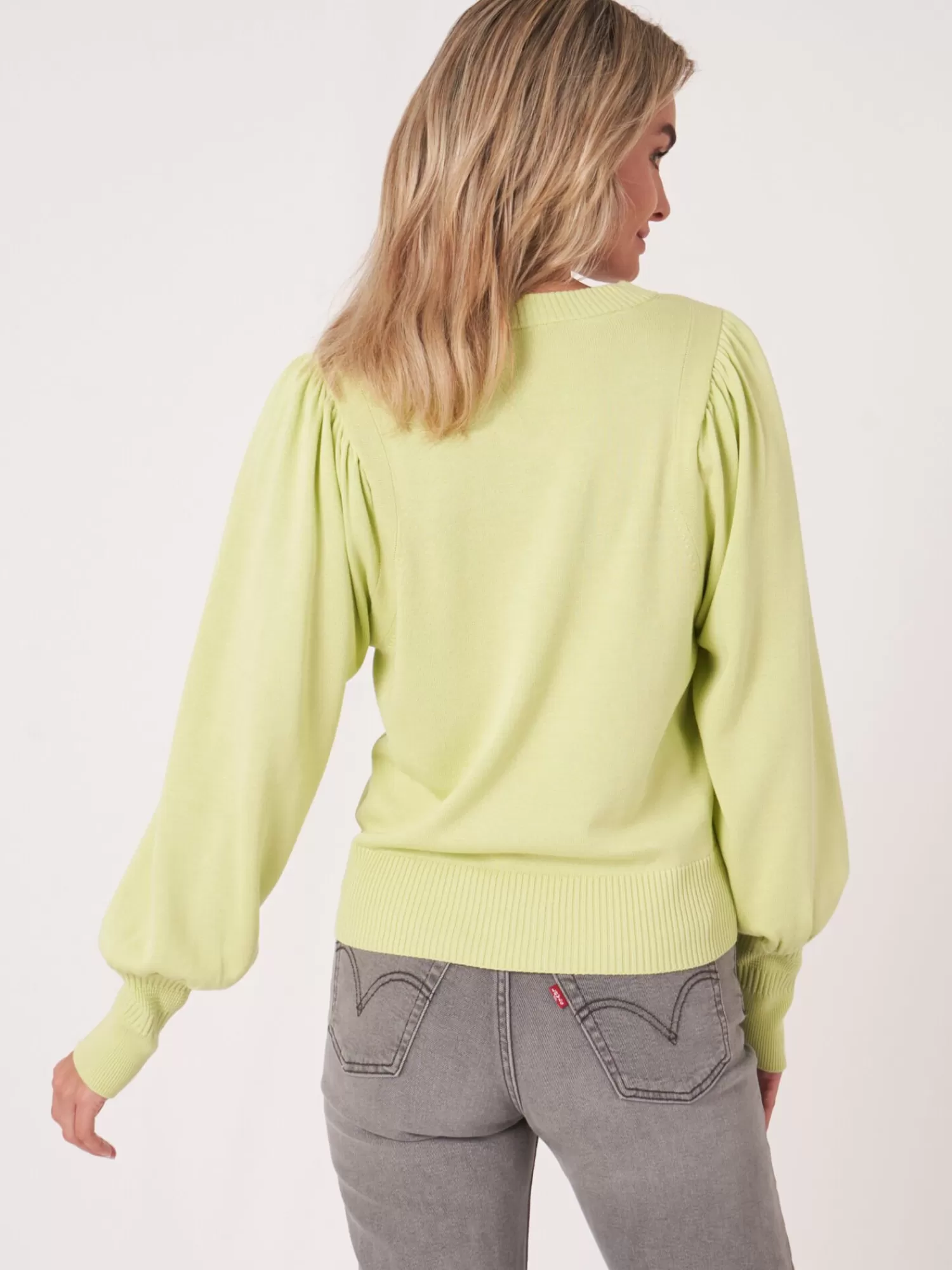 REPEAT cashmere Pullover>Pullover Aus Baumwollmischung Mit Puffarmeln Soda