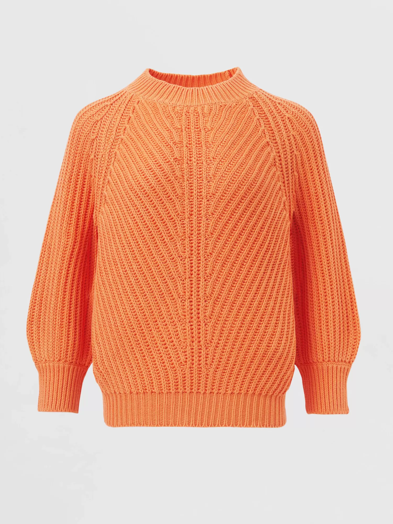 REPEAT cashmere Repeats Favoriten>Pullover Aus Größem Rippenstrick Mit Kurzen Puffarmeln Papaya