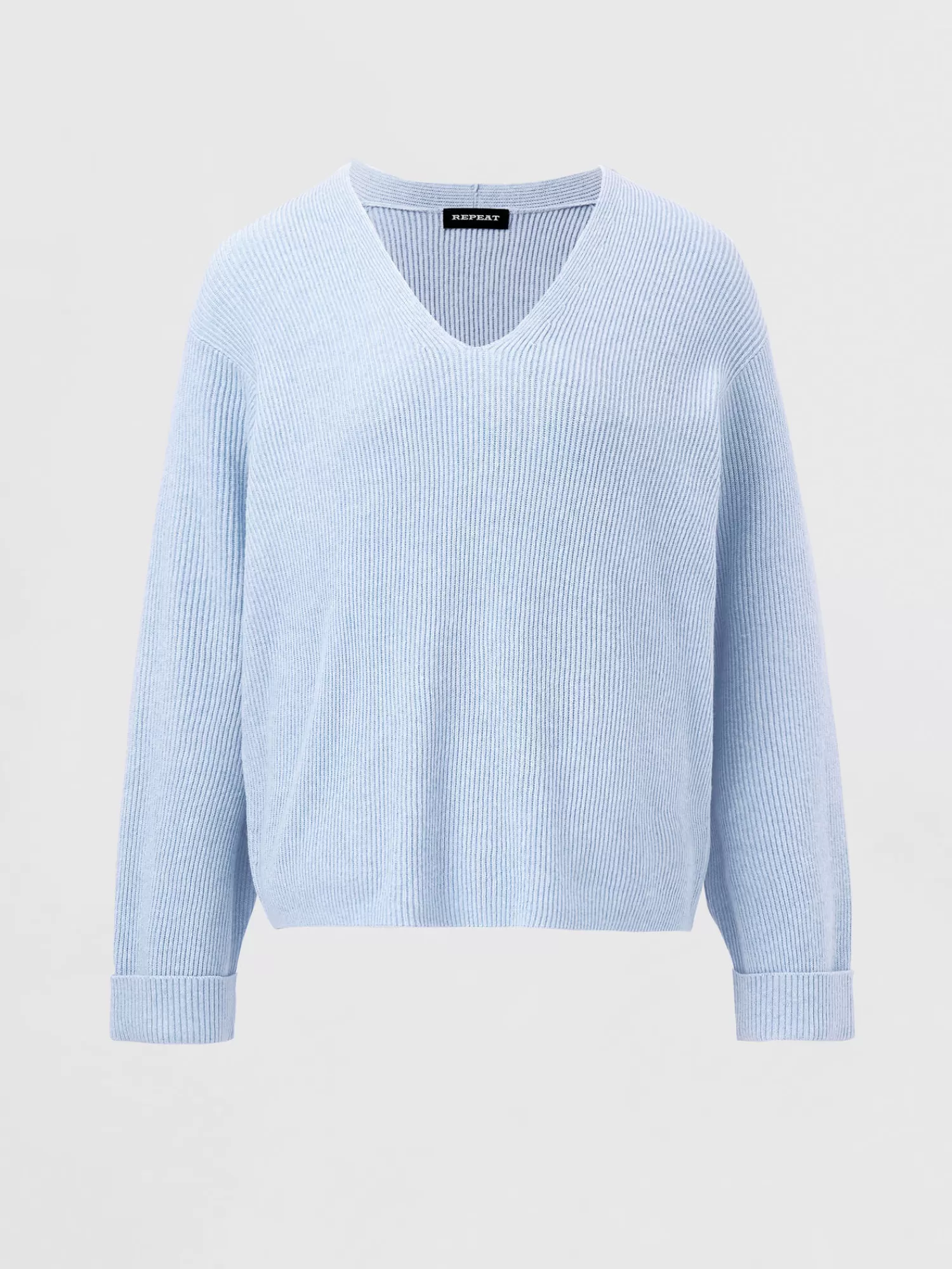 REPEAT cashmere Pullover>Pullover Aus Kaschmir-Baumwollmischung Mit Feiner Rippstruktur Sky