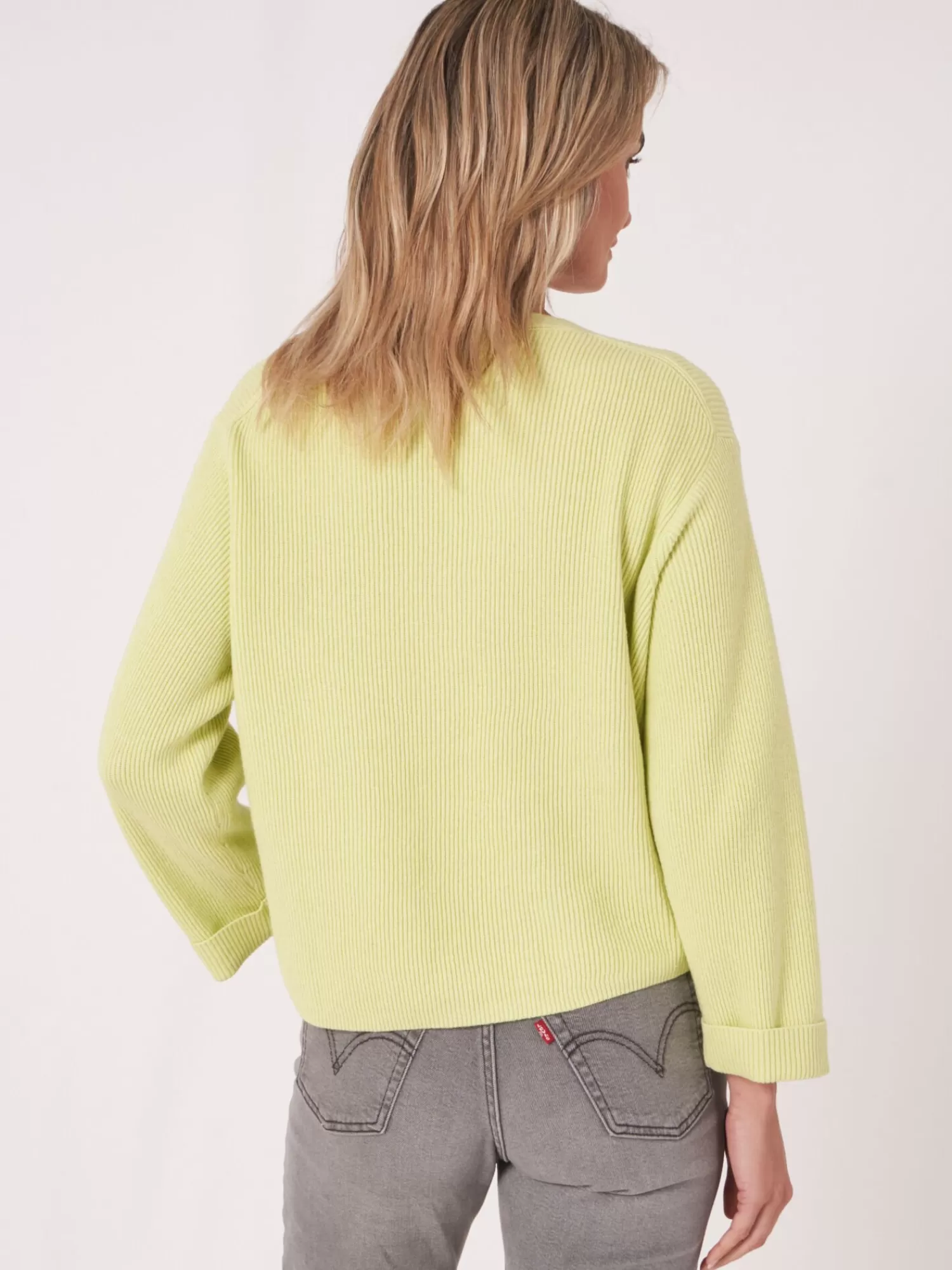 REPEAT cashmere Pullover>Pullover Aus Kaschmir-Baumwollmischung Mit Feiner Rippstruktur Soda