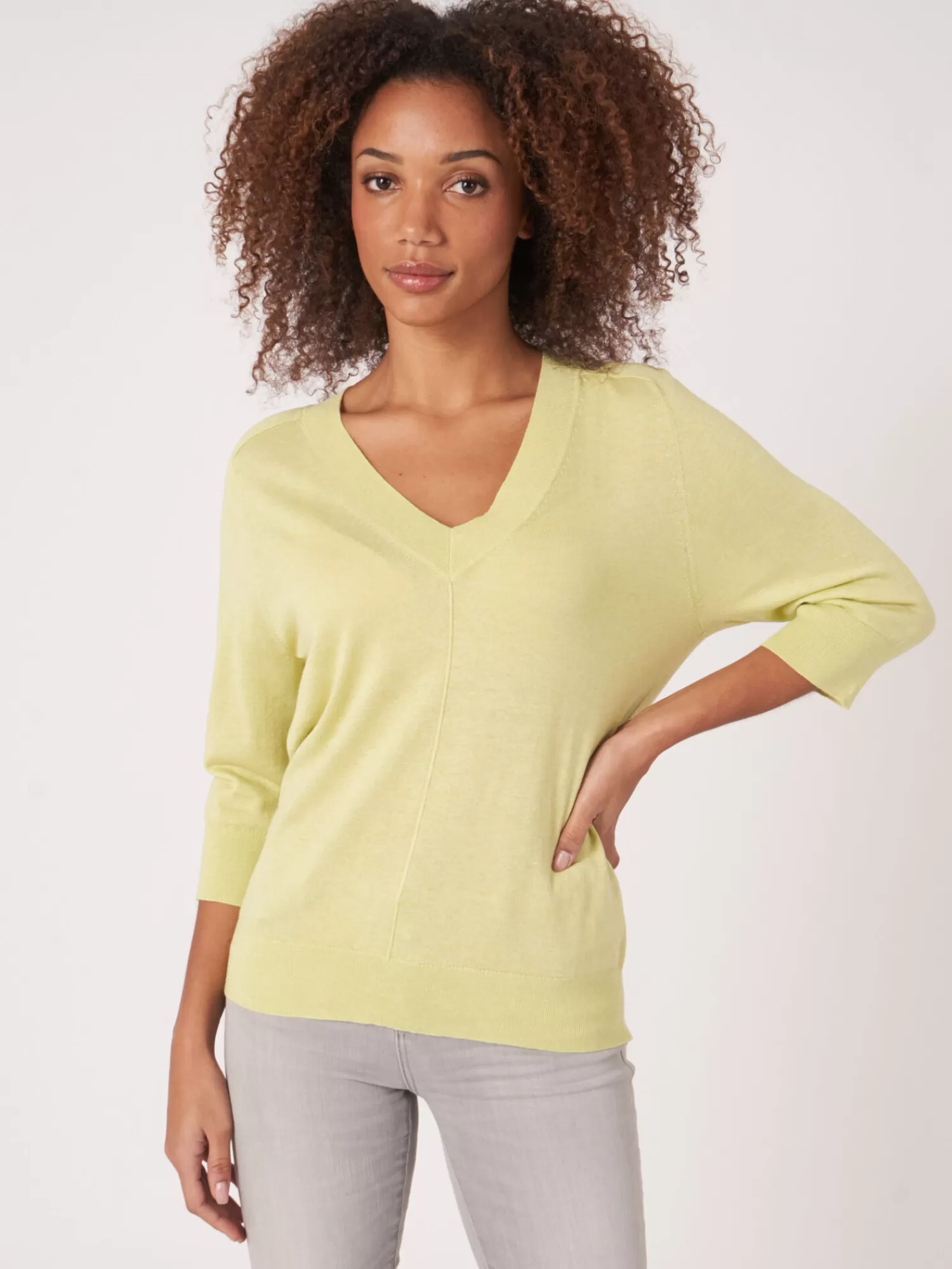 REPEAT cashmere Pullover>Pullover Aus Kaschmir-Seide Mit Ellbogenarmeln Soda