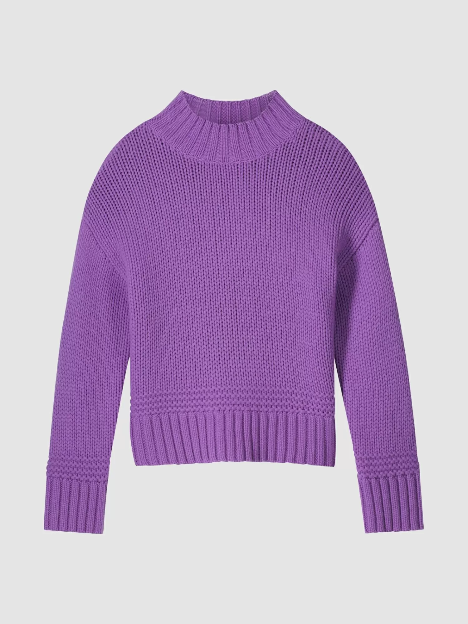 REPEAT cashmere Pullover>Pullover Mit Stehkragen Mit Geripptem Saum Und Strick-Details Lilac