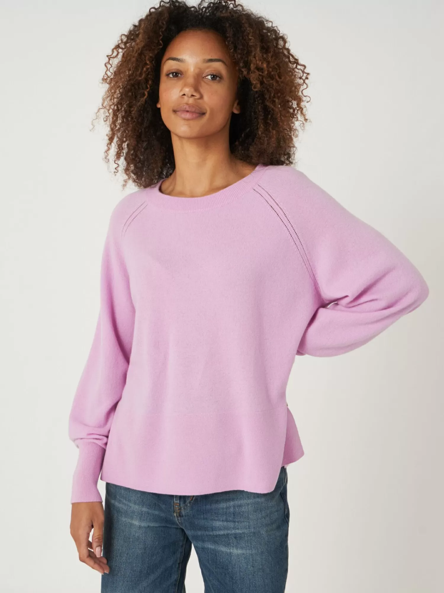 REPEAT cashmere Pullover>Raglan-Pullover Aus Kaschmir Mit Hochgeripptem Saum Und Seitenschlitz Candy