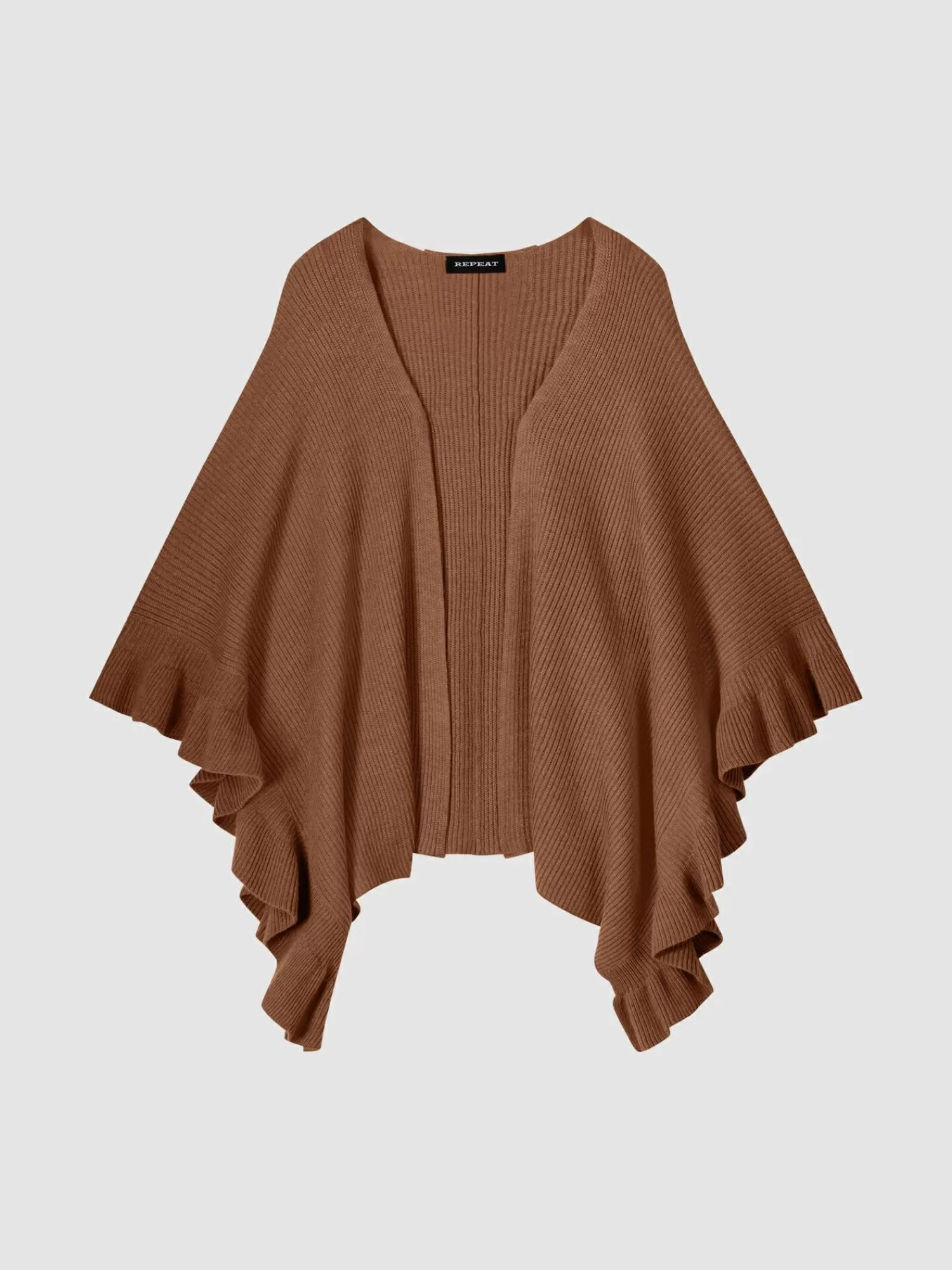 REPEAT cashmere Ponchos>Rippenstrick-Cape Mit Rusche Hazel