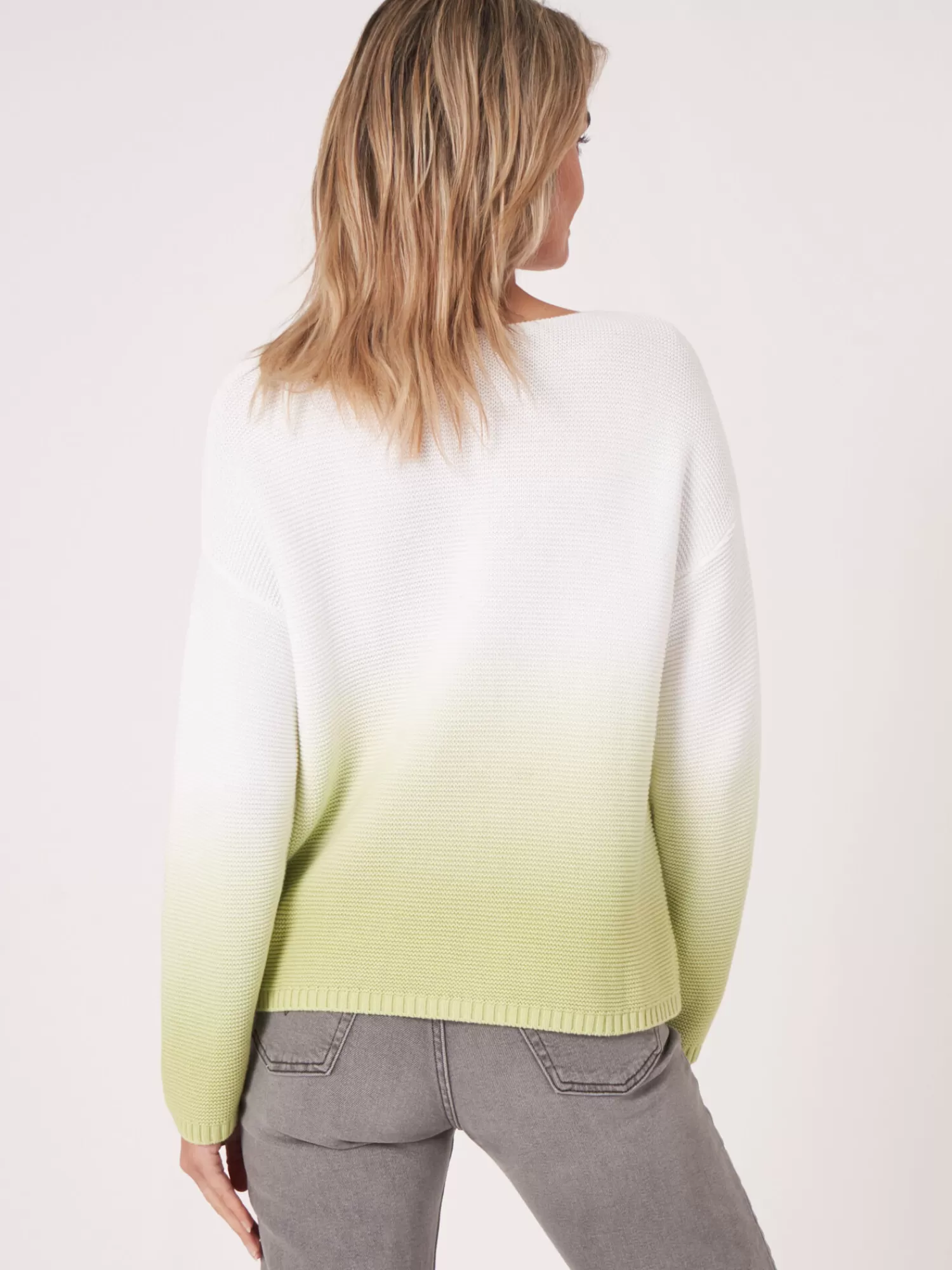 REPEAT cashmere Pullover>Rippenstrickpullover Aus Reiner Baumwolle Mit Dip-Dye-Druck Soda