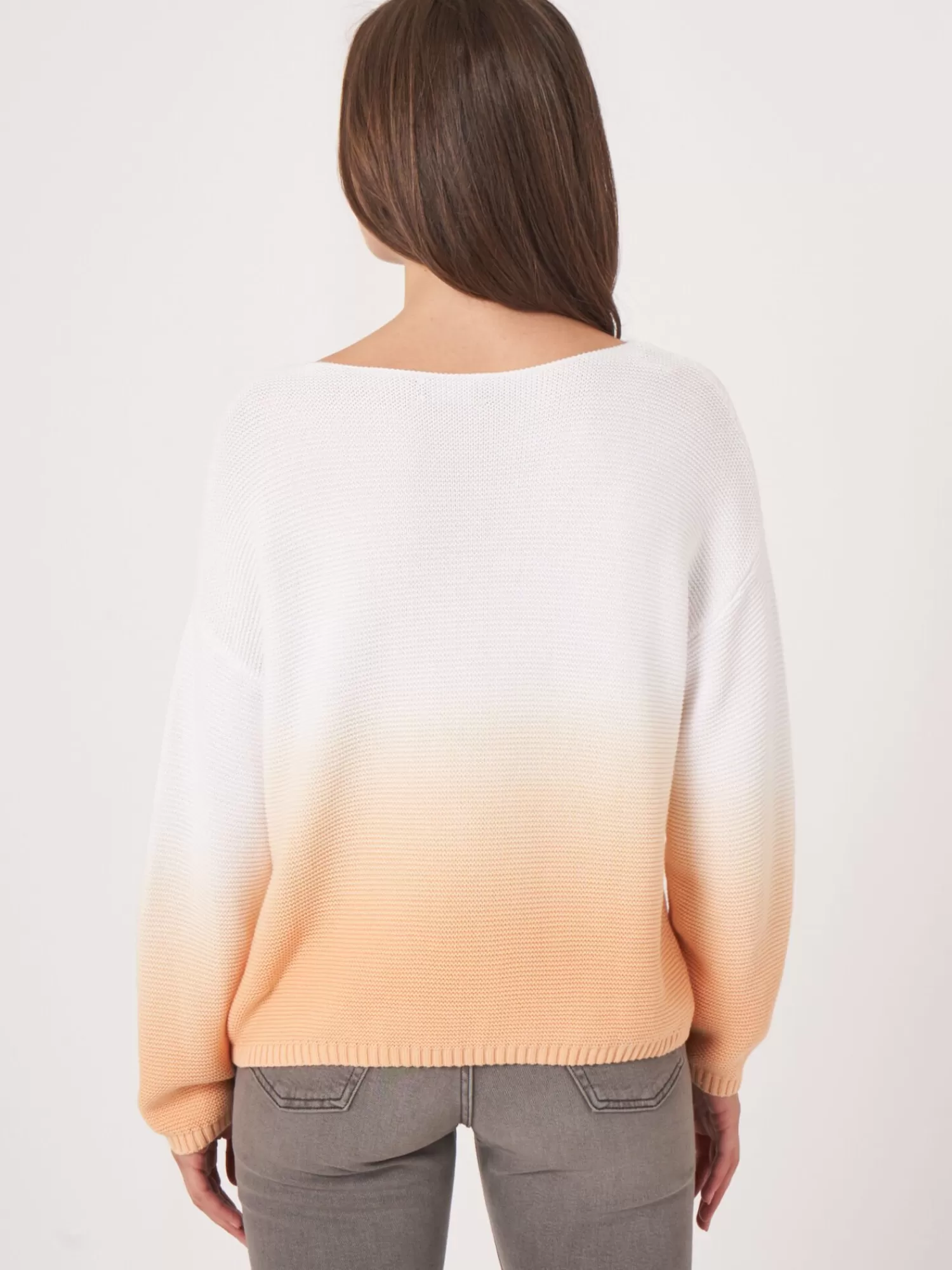 REPEAT cashmere Pullover>Rippenstrickpullover Aus Reiner Baumwolle Mit Dip-Dye-Druck Glow